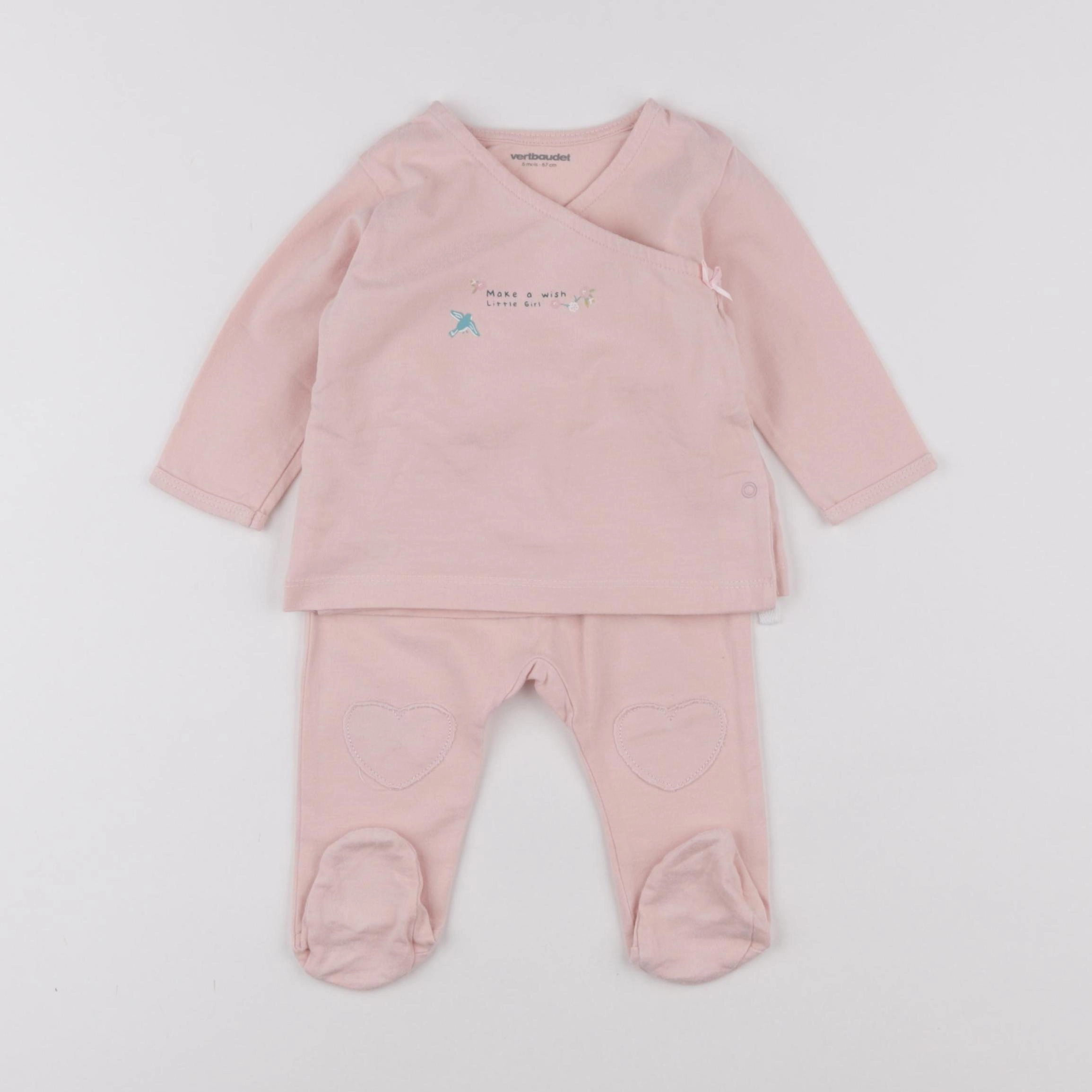 Vertbaudet - pyjama rose - 6 mois