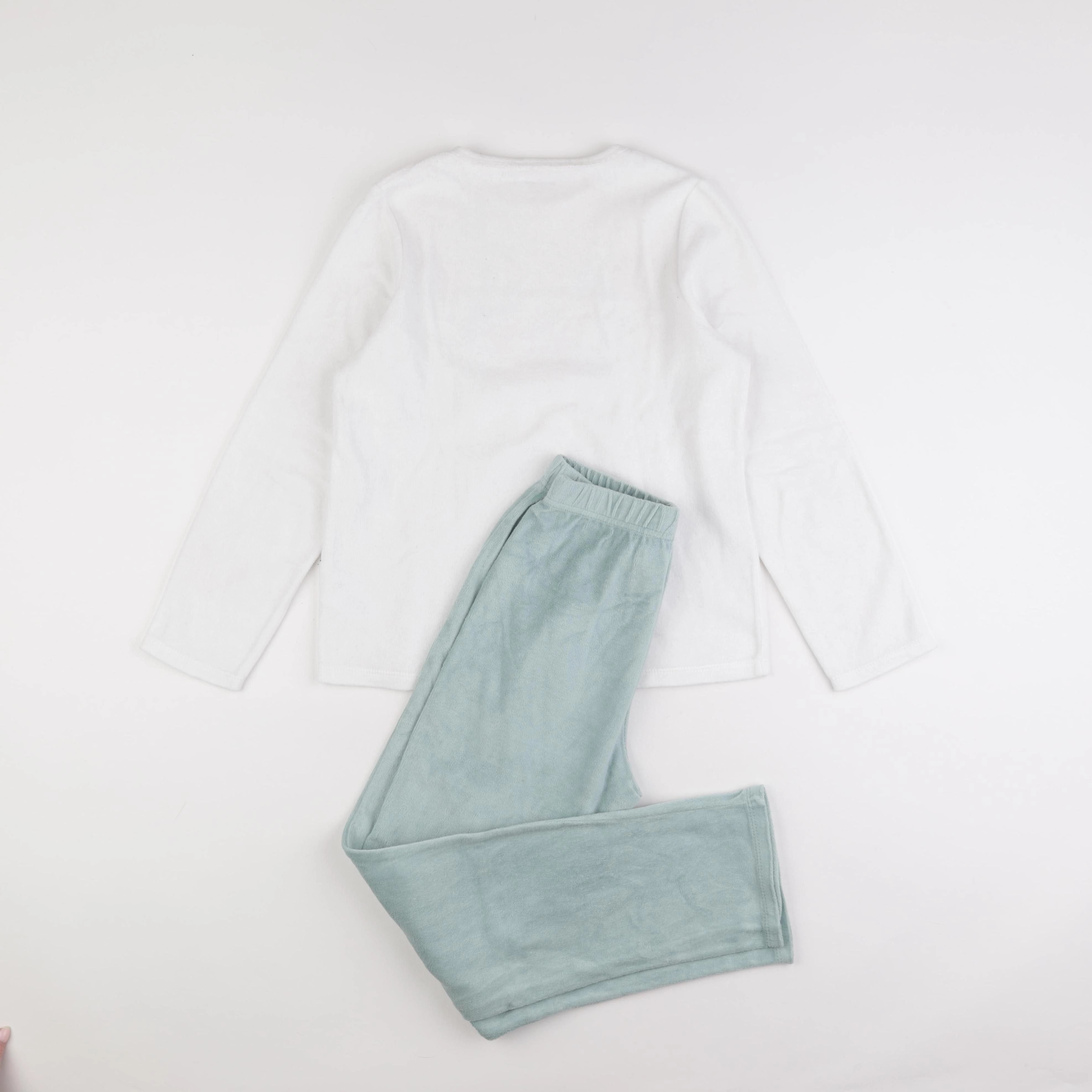 Vertbaudet - pyjama velours blanc, vert - 12 ans