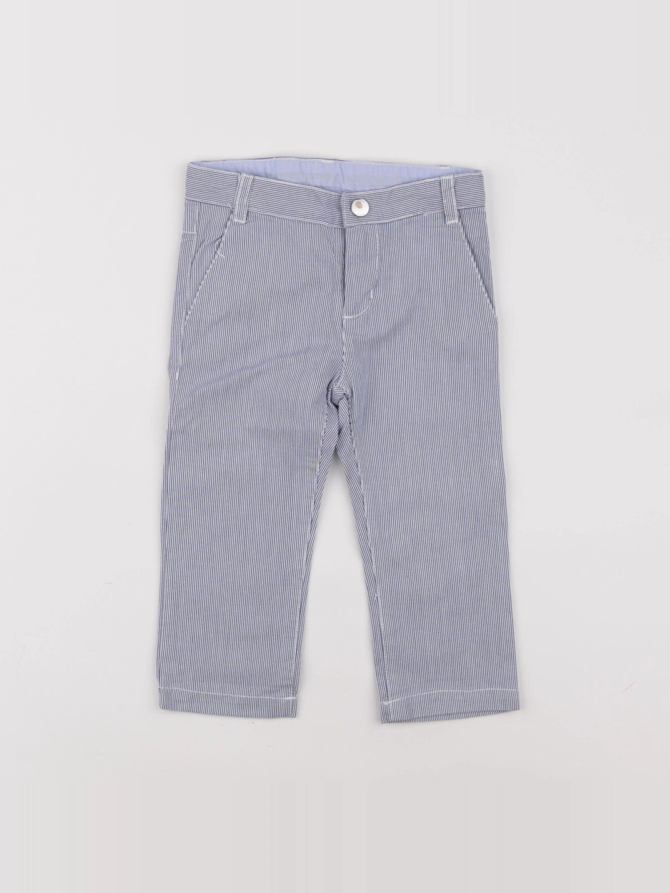 Jacadi - pantalon blanc, bleu - 18 mois