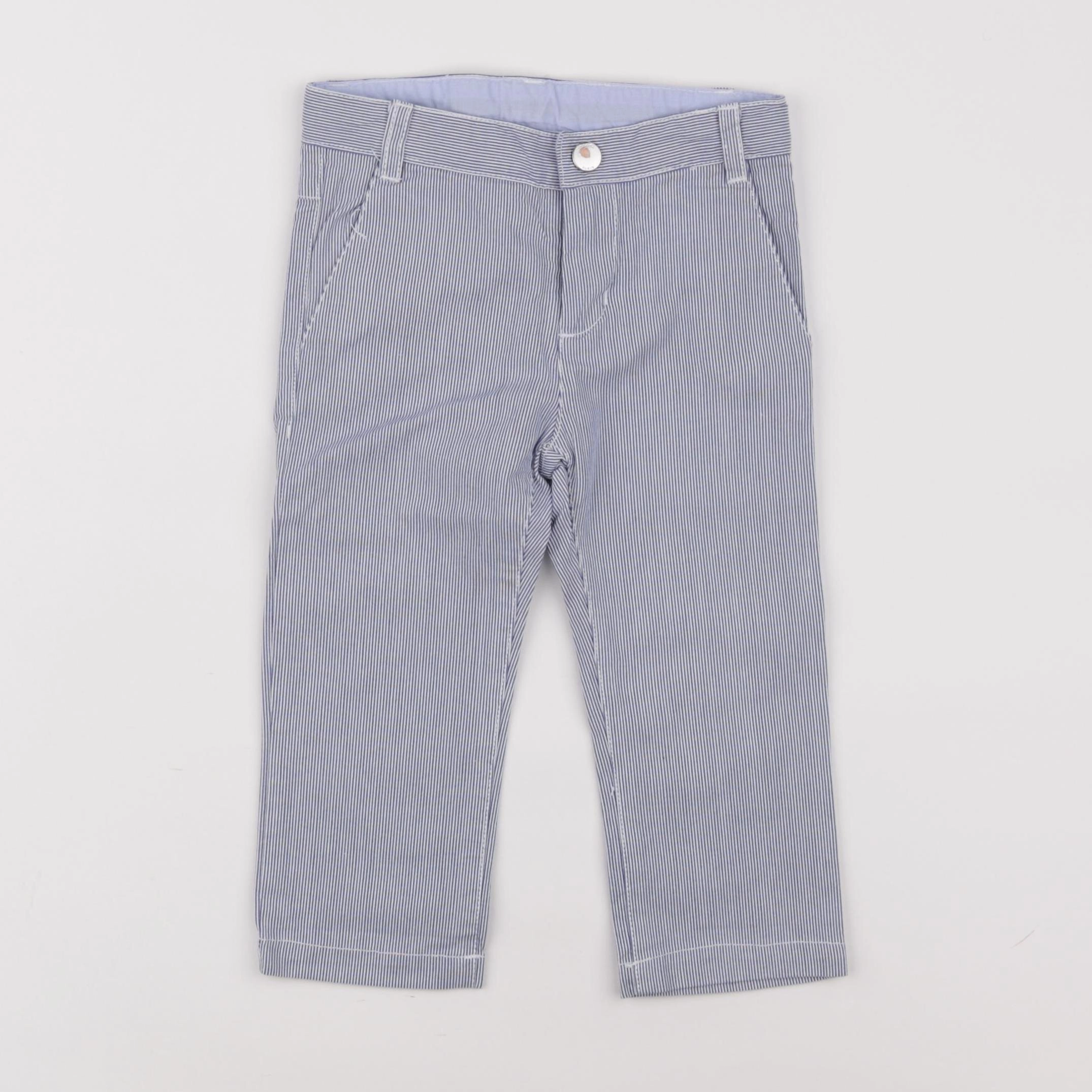 Jacadi - pantalon blanc, bleu - 18 mois