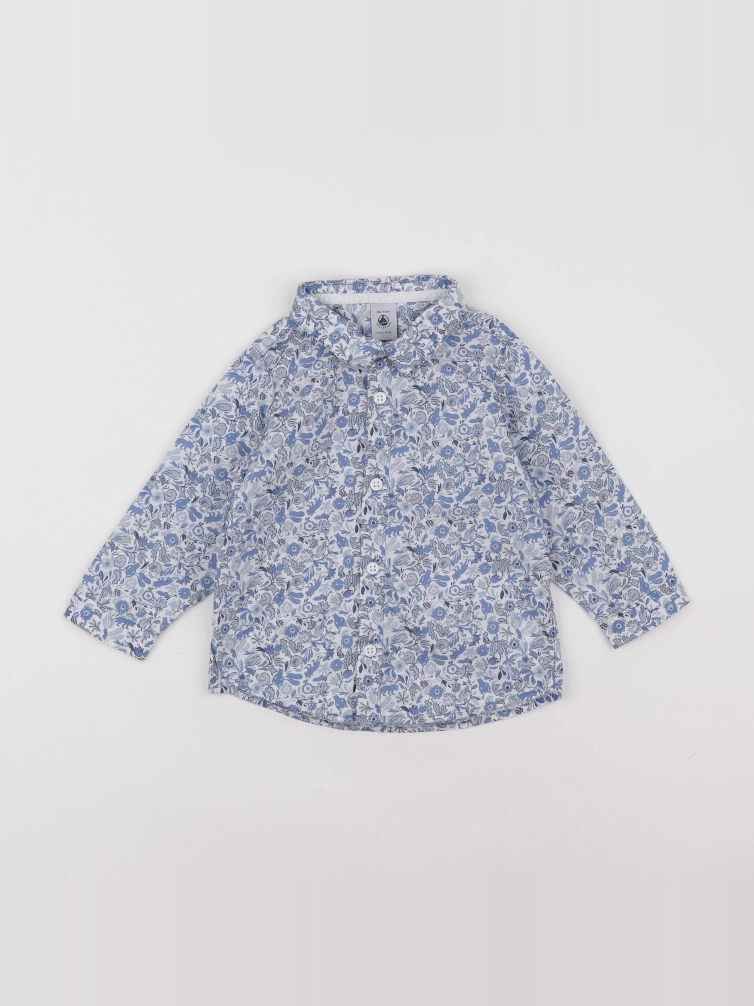 Petit Bateau - chemise bleu - 18 mois