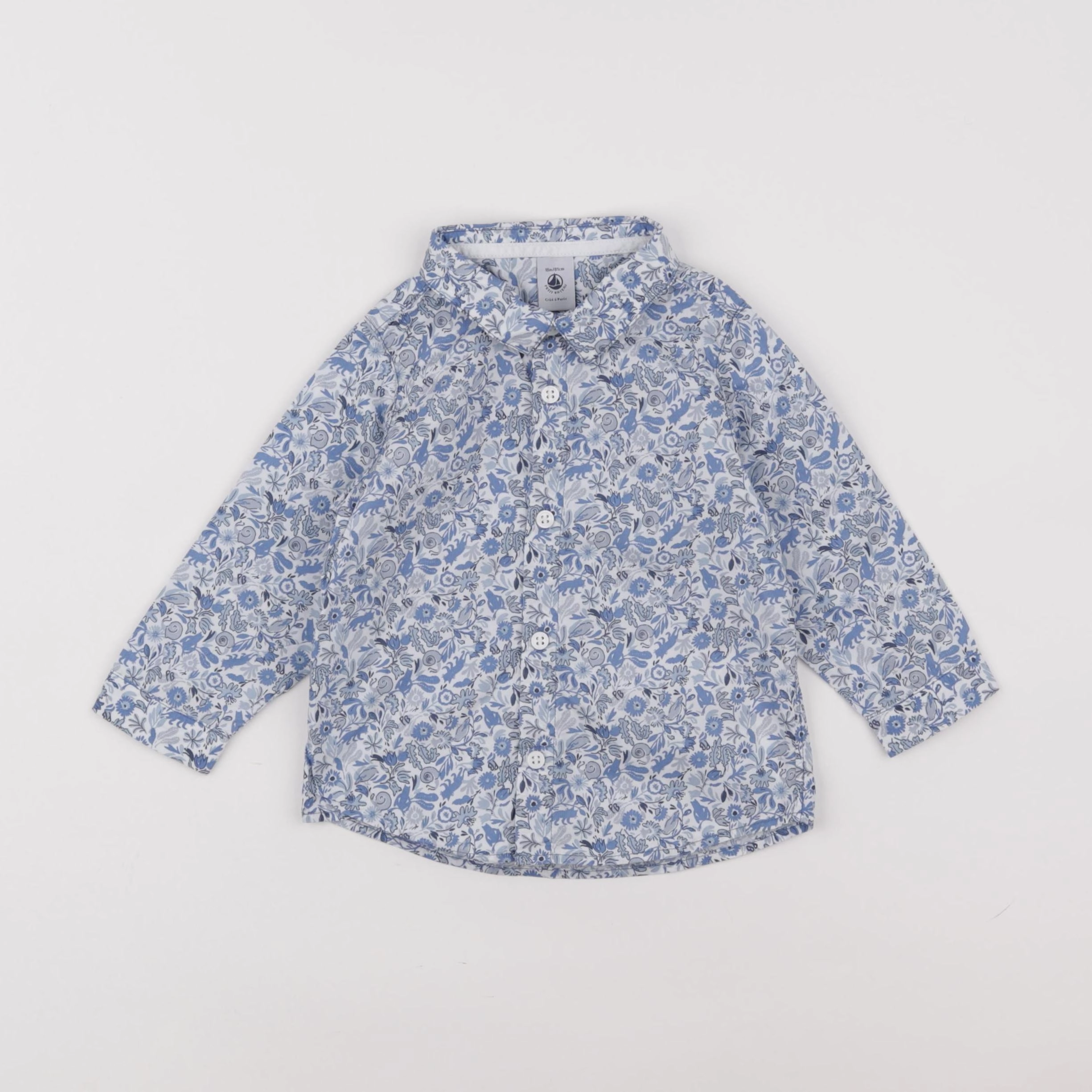 Petit Bateau - chemise bleu - 18 mois