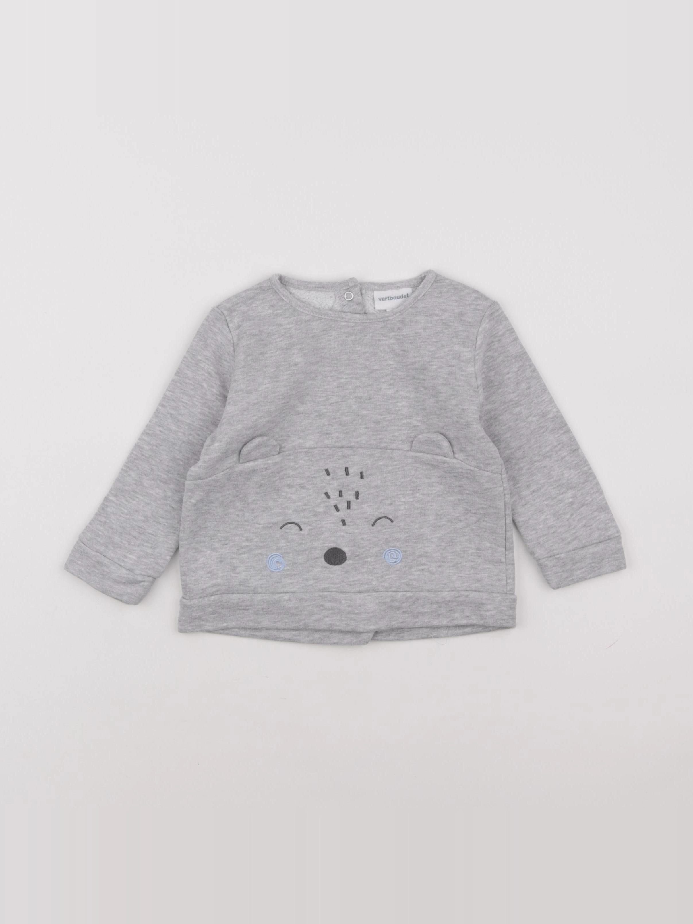 Vertbaudet - sweat gris - 9/12 mois