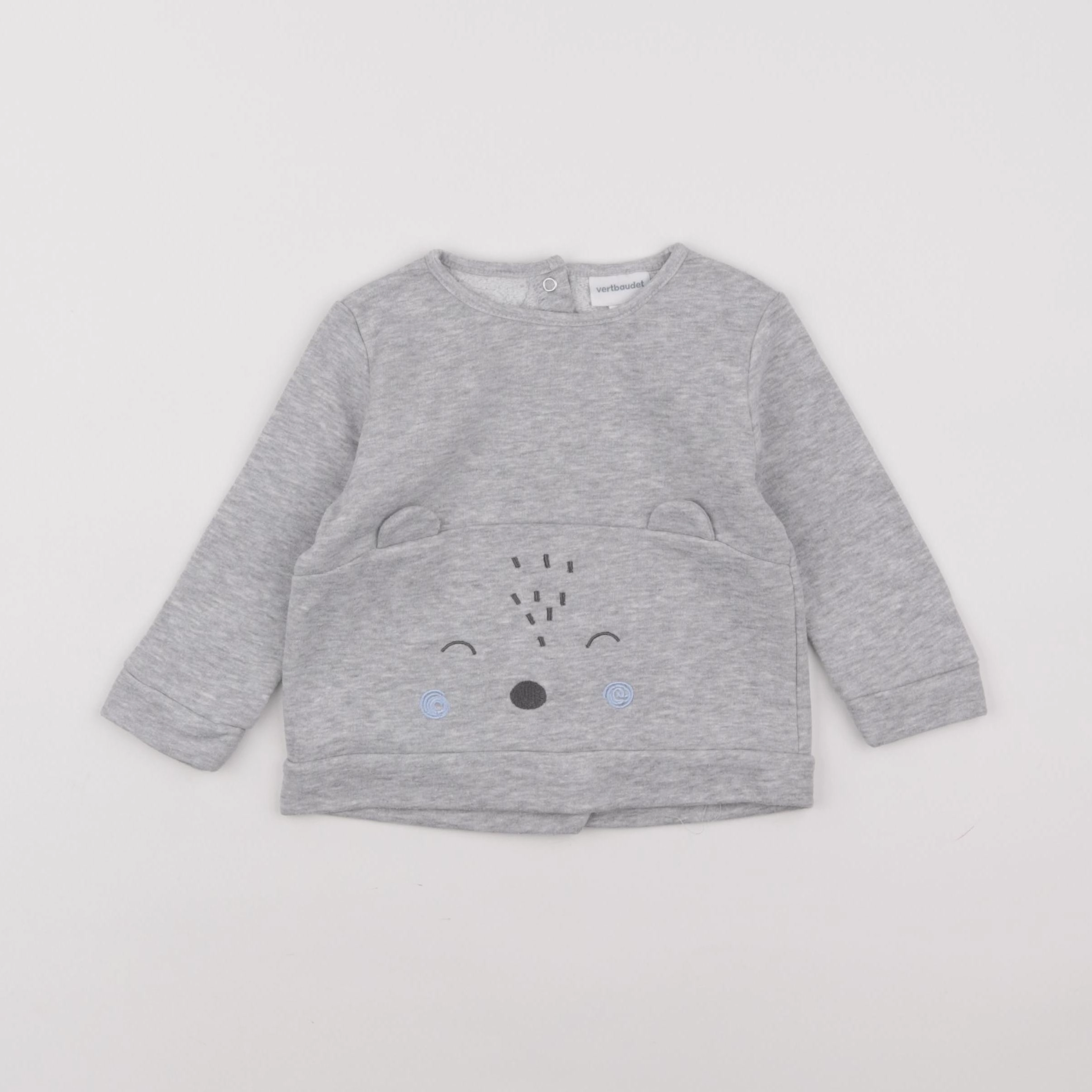 Vertbaudet - sweat gris - 9/12 mois