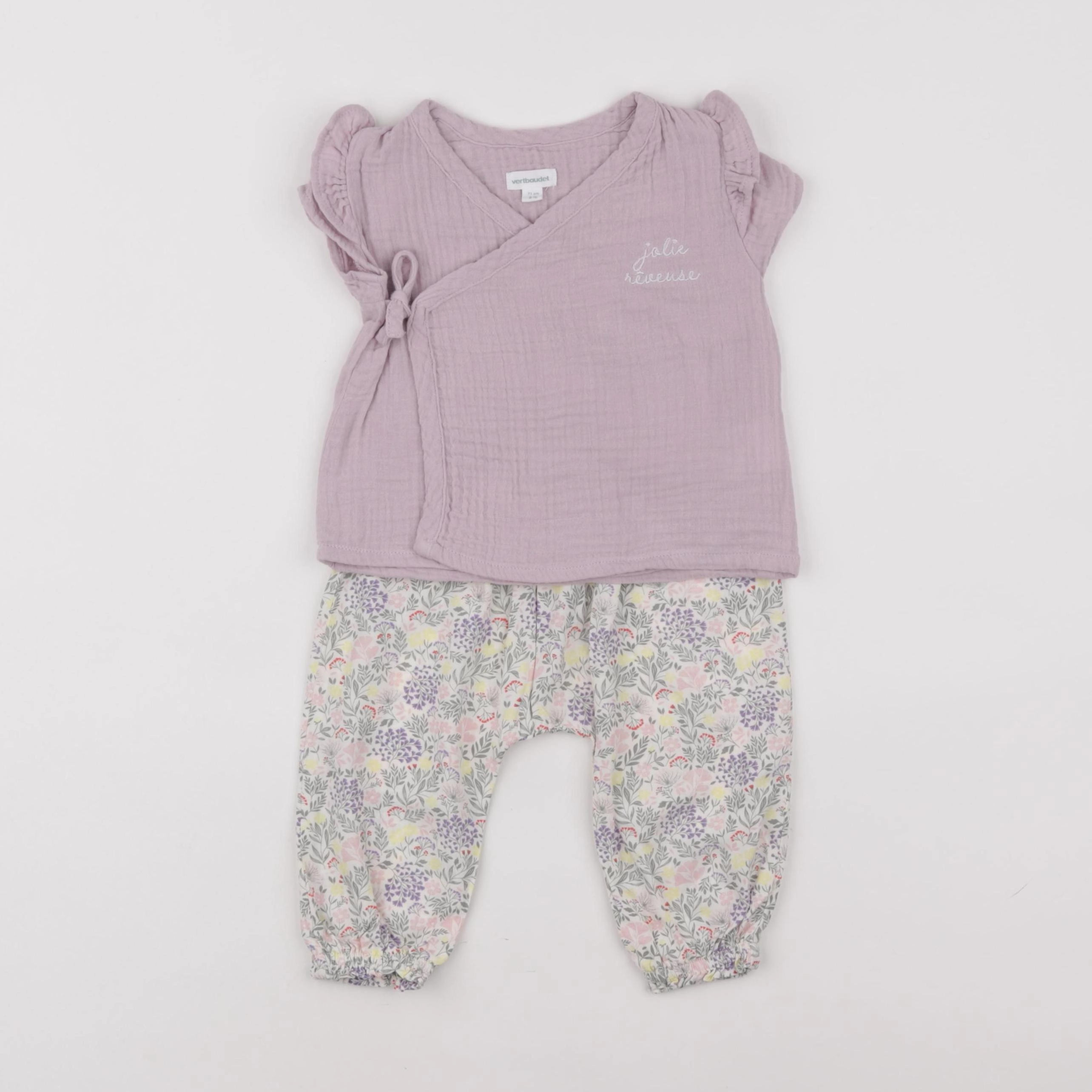 Vertbaudet - ensemble violet - 9 mois
