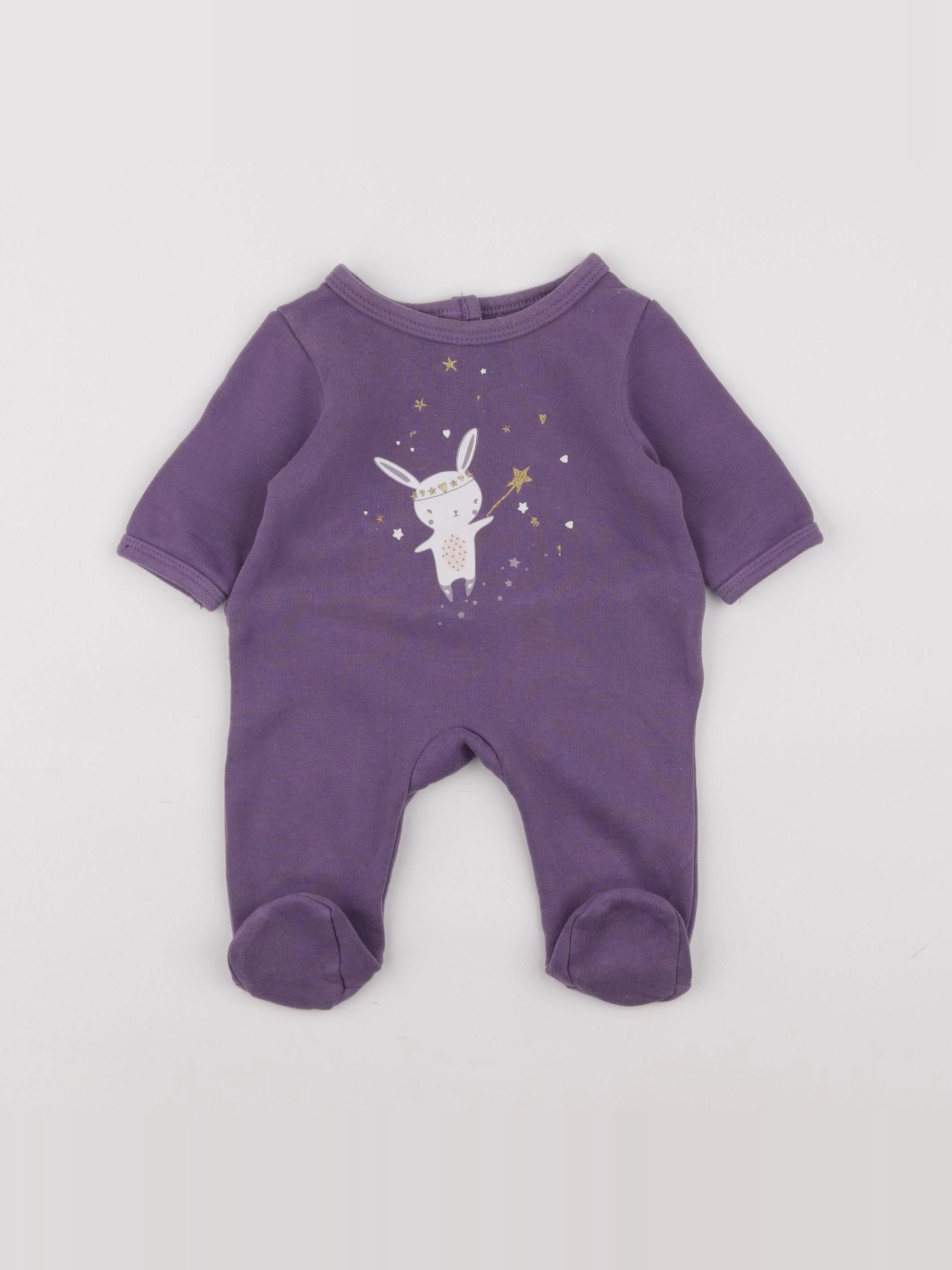 Vertbaudet - pyjama coton violet - 1 mois