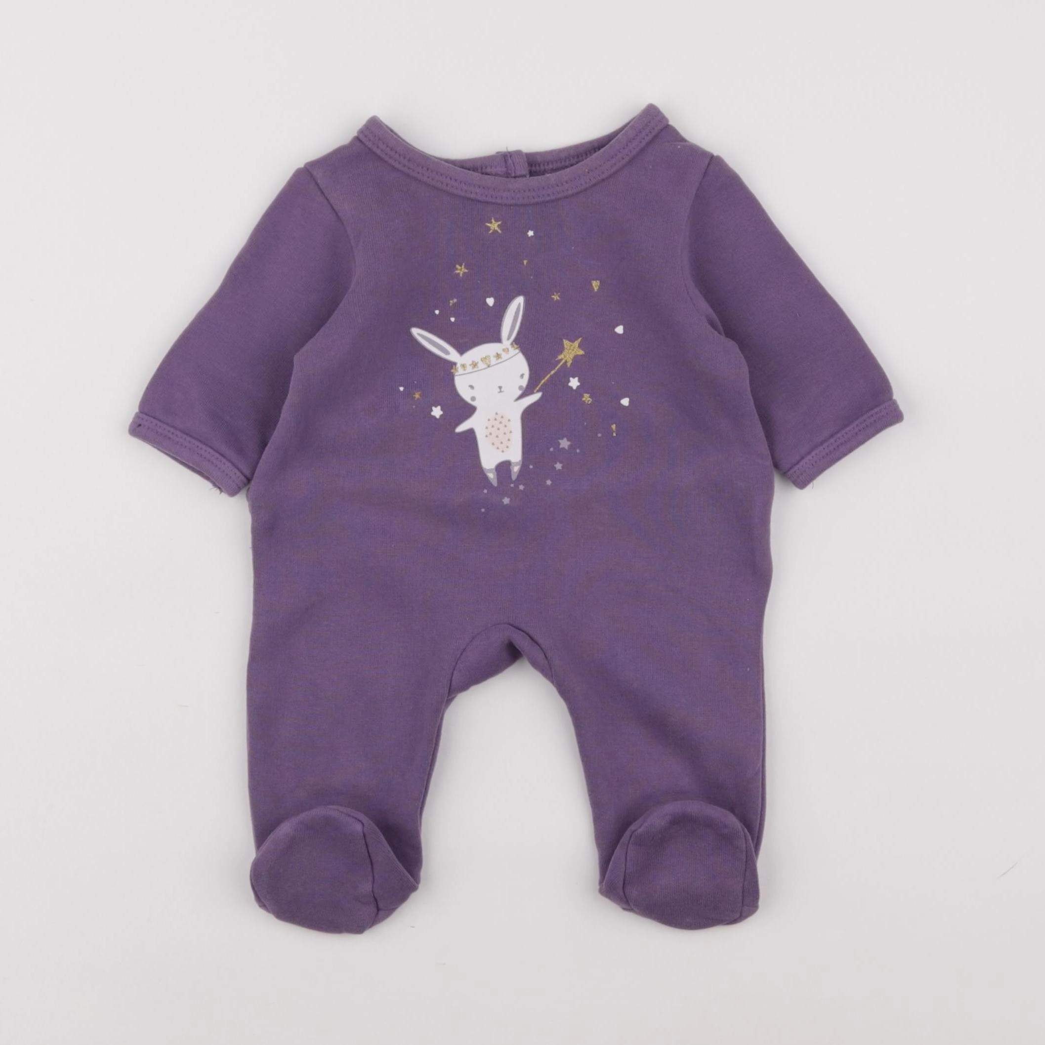 Vertbaudet - pyjama coton violet - 1 mois