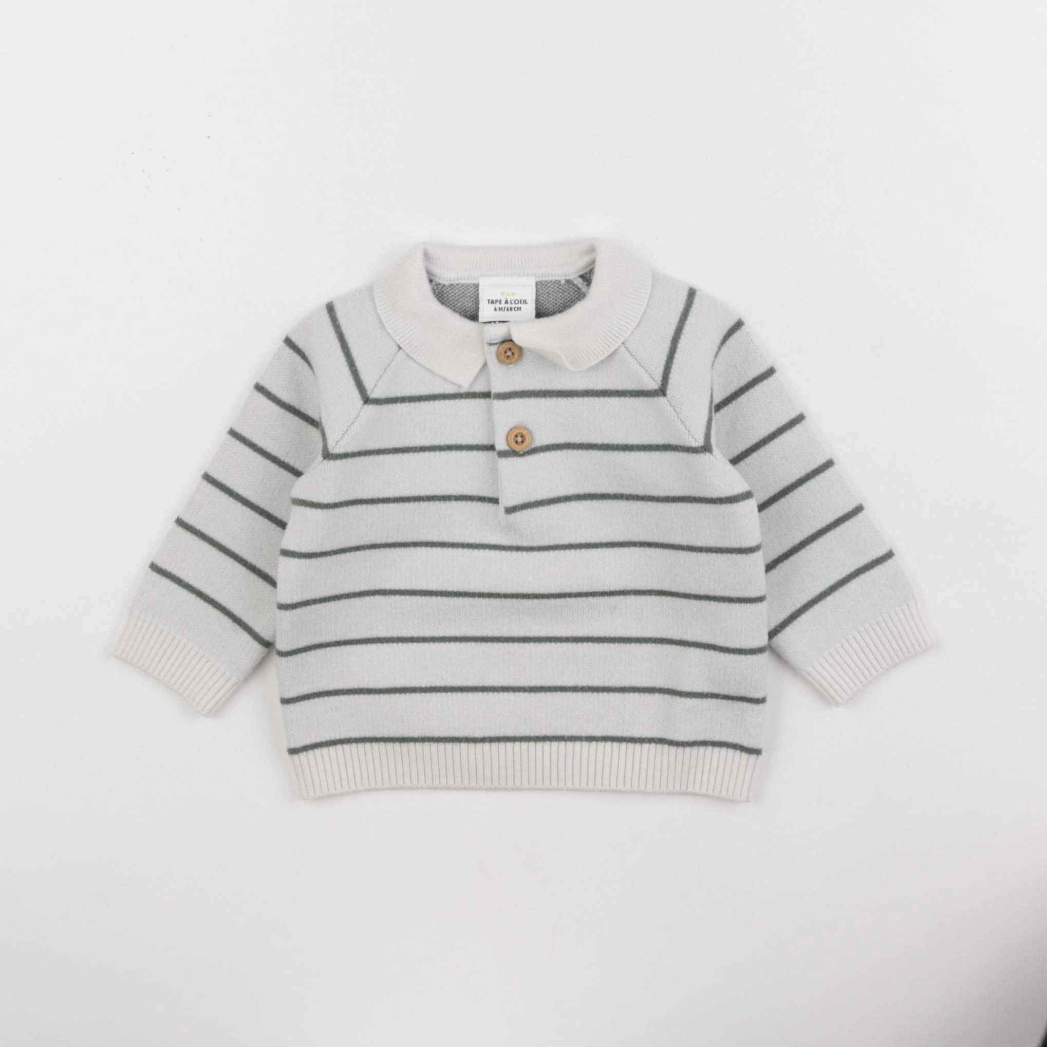 Tape à l'oeil - pull blanc, vert - 6 mois