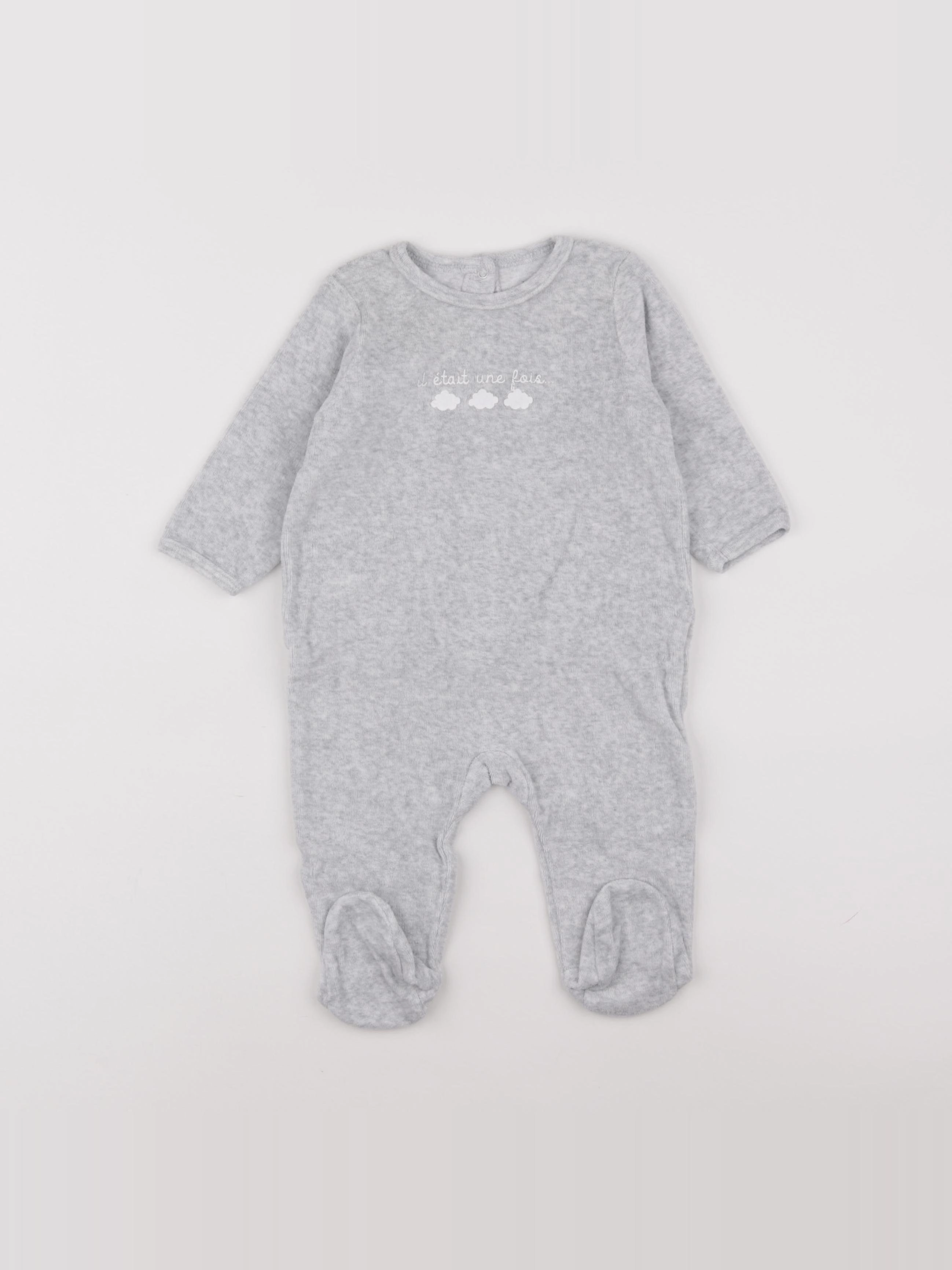 Vertbaudet - pyjama velours gris - 6 mois