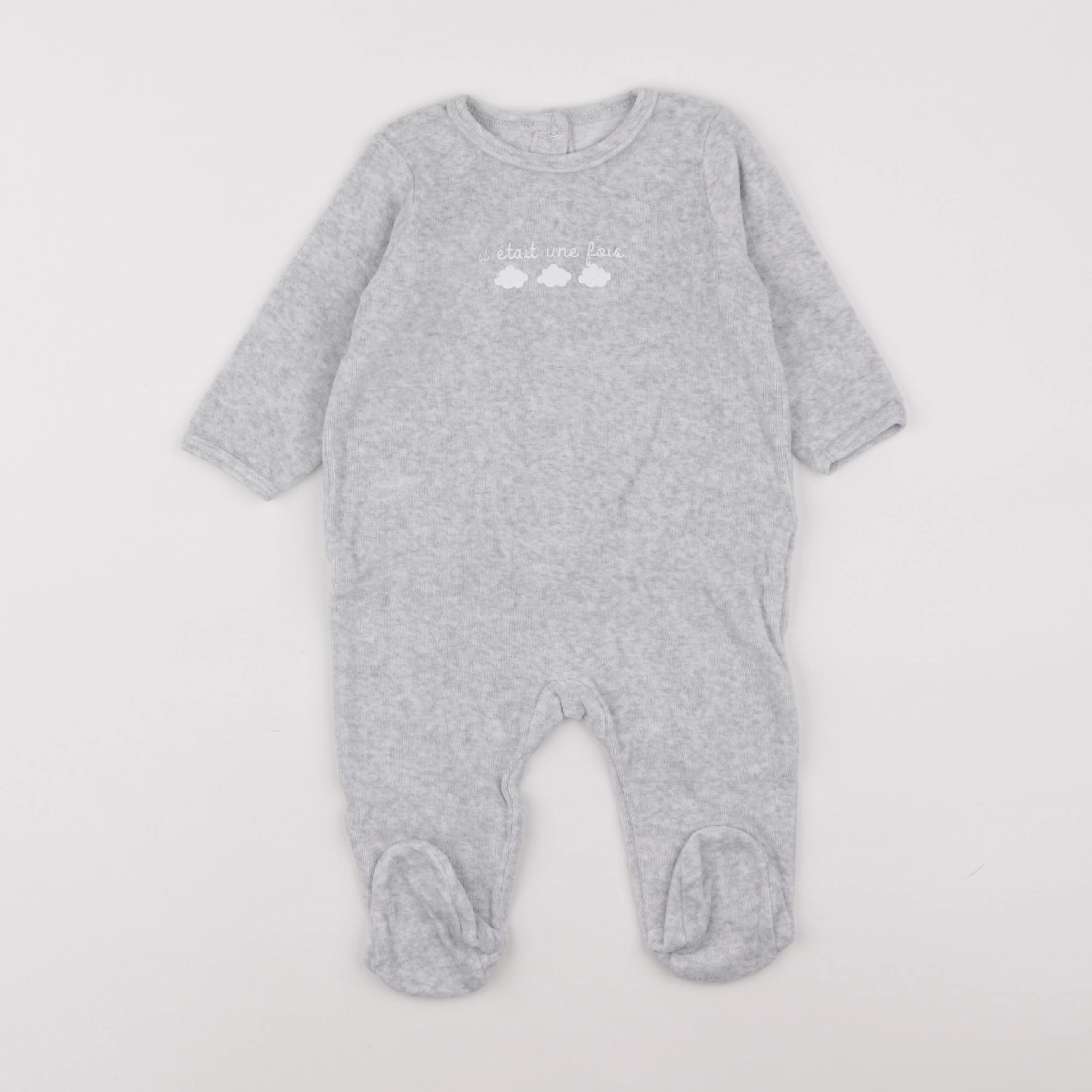 Vertbaudet - pyjama velours gris - 6 mois