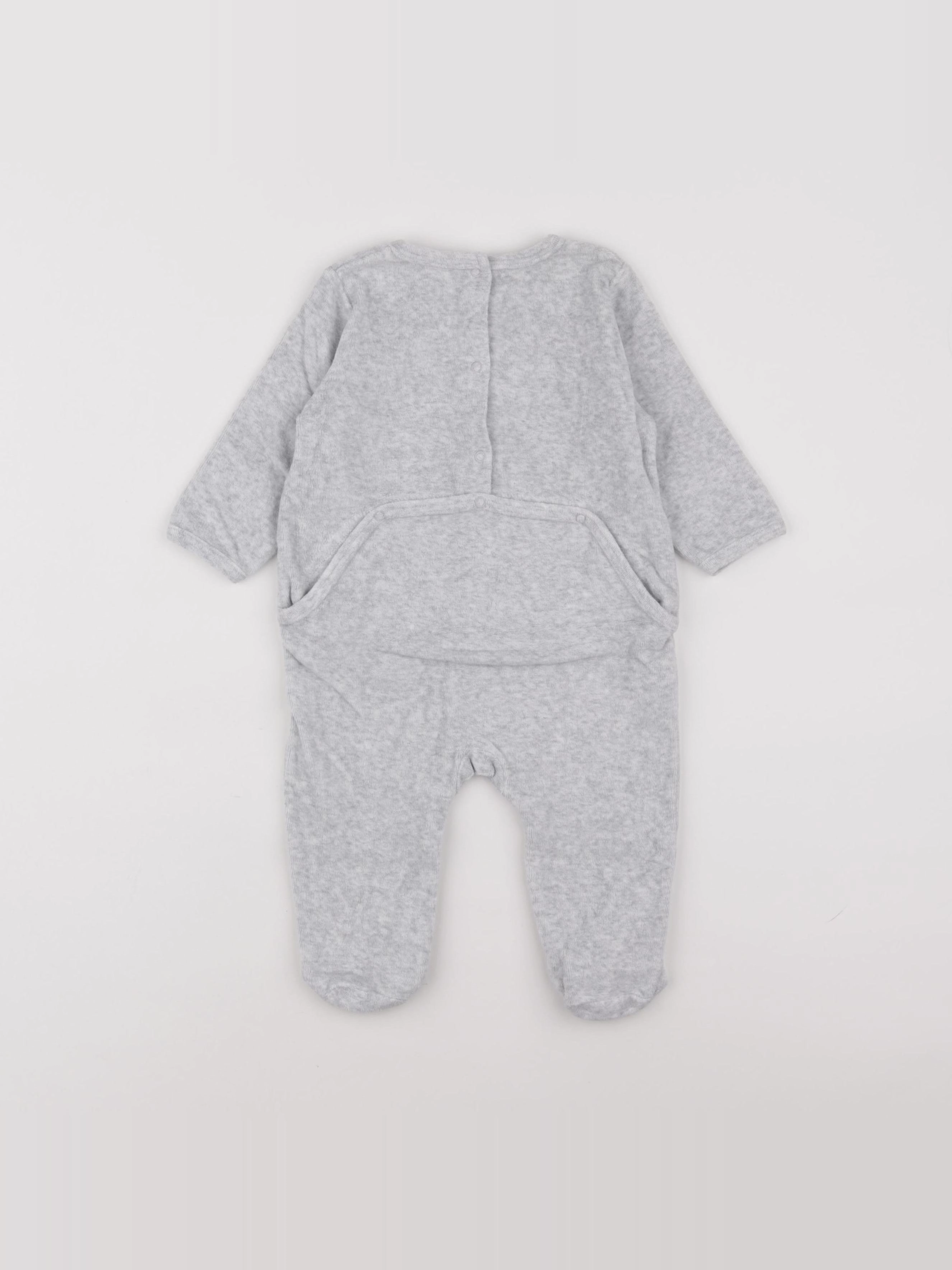 Vertbaudet - pyjama velours gris - 6 mois