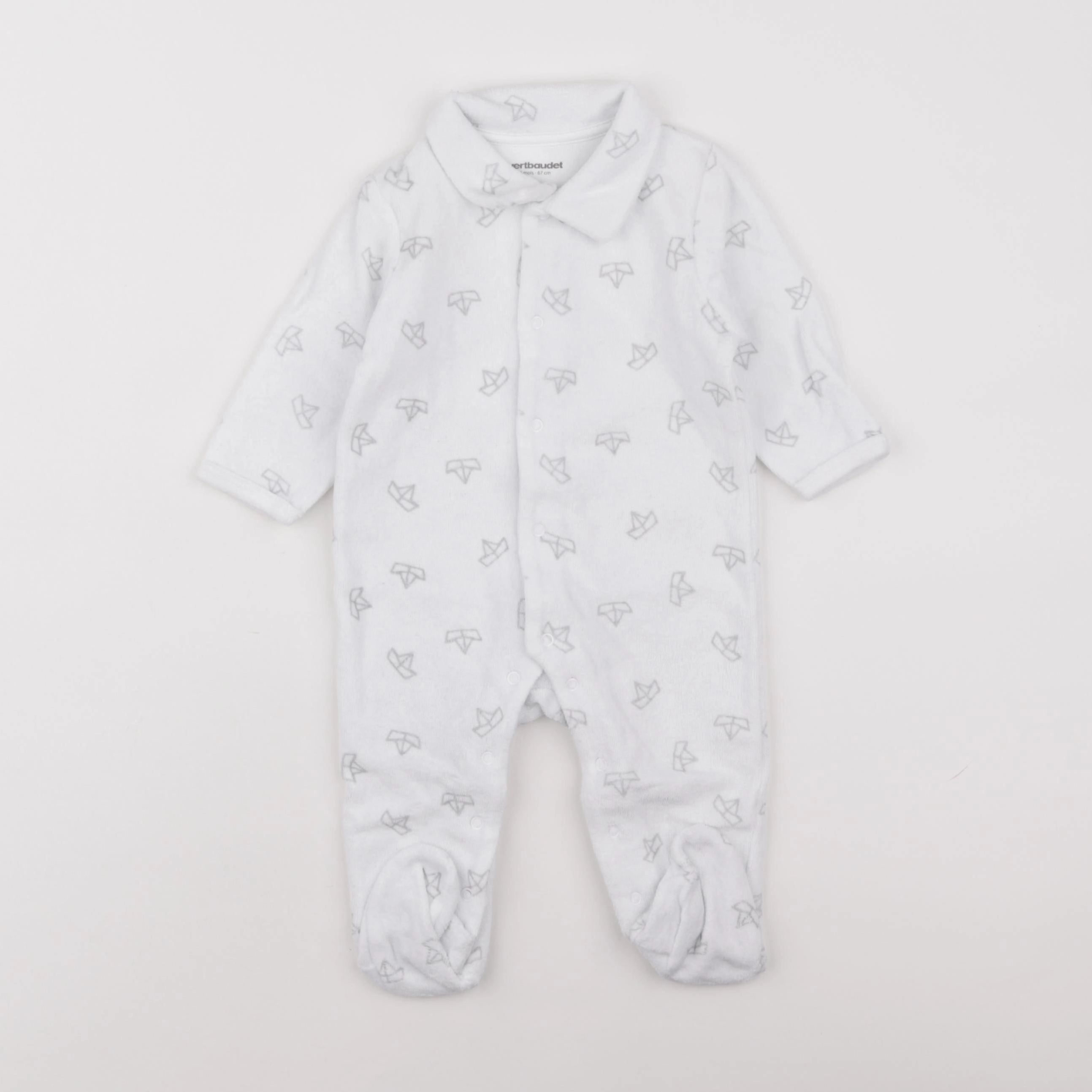 Vertbaudet - pyjama velours gris - 6 mois