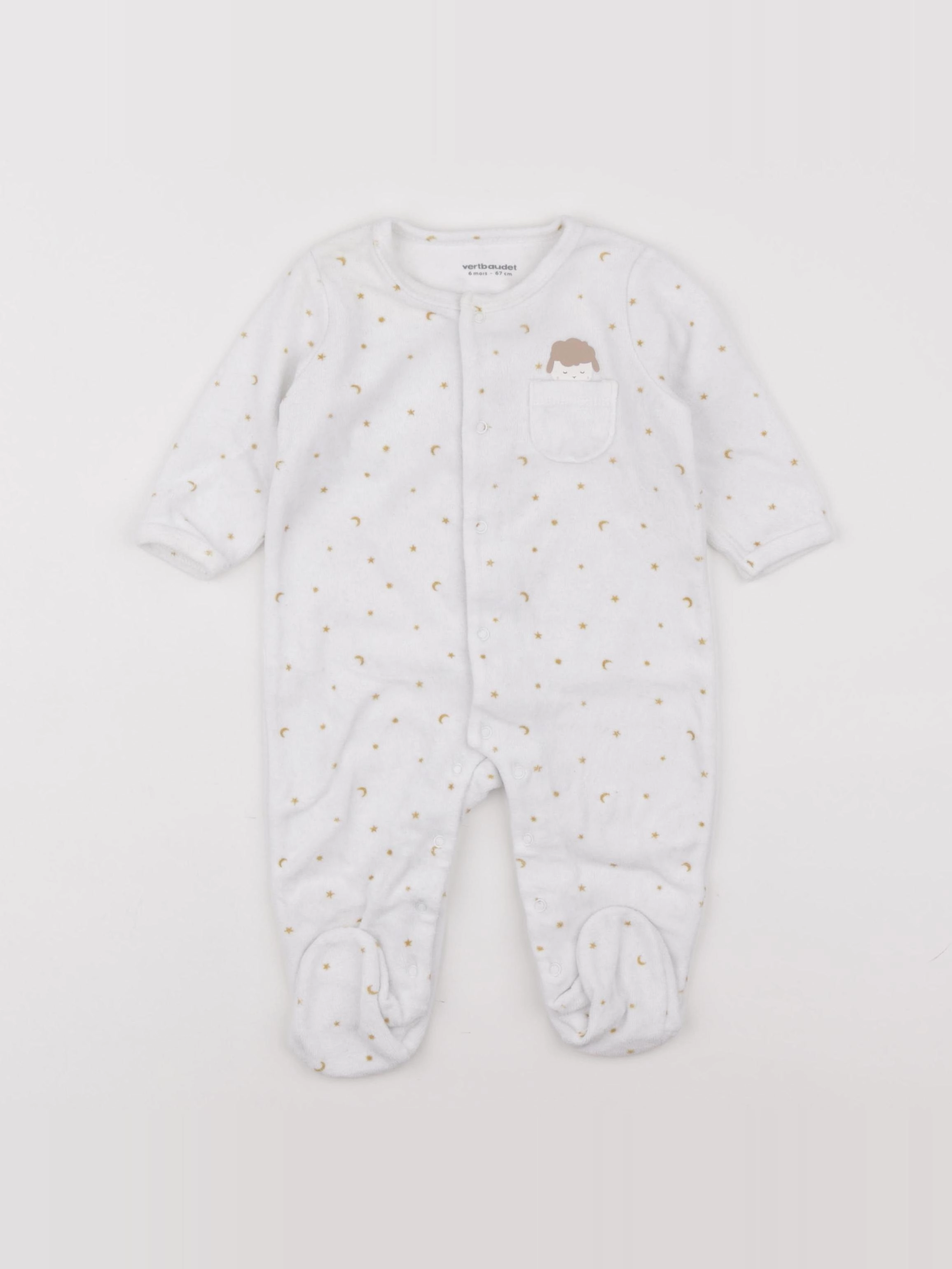 Vertbaudet - pyjama velours blanc - 6 mois