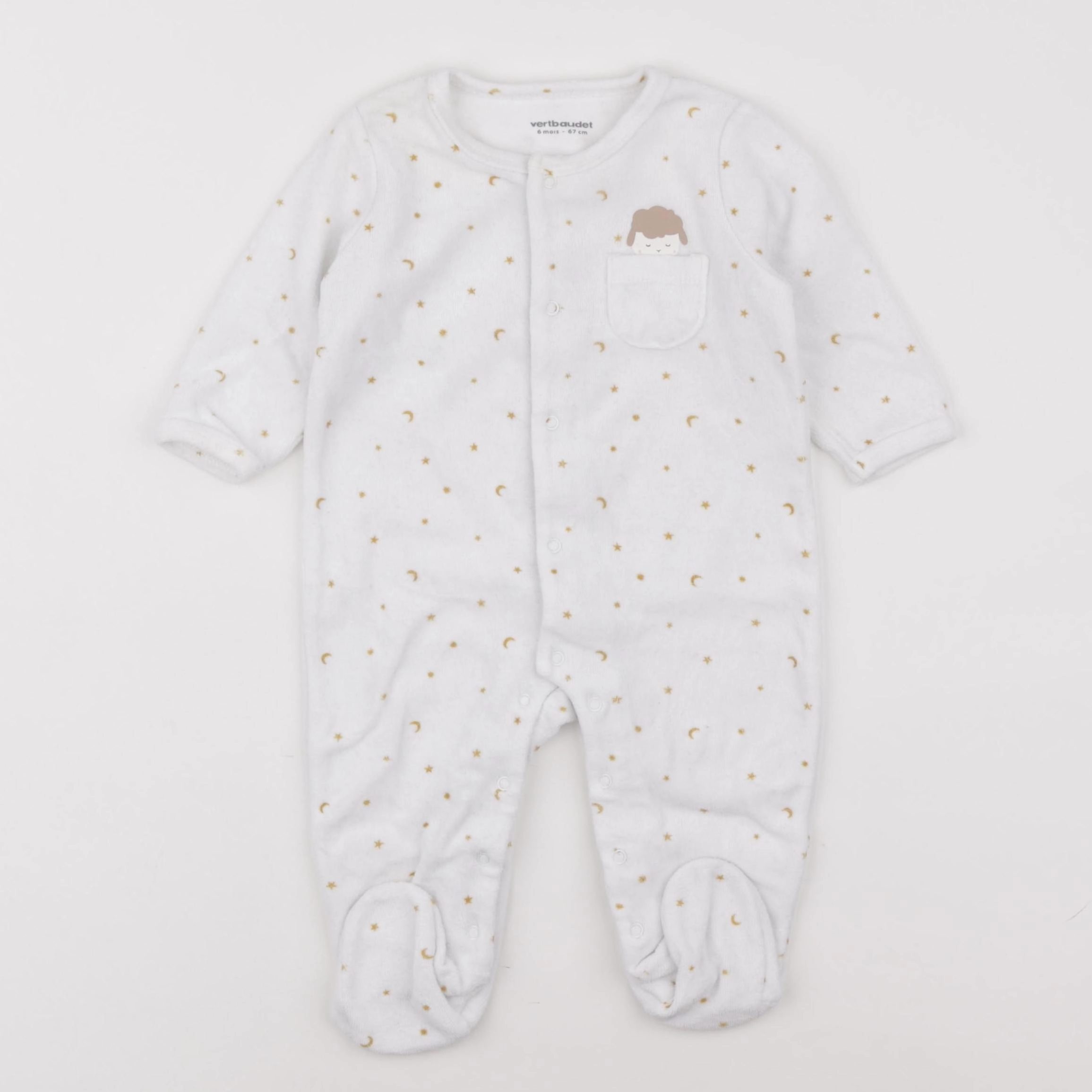 Vertbaudet - pyjama velours blanc - 6 mois