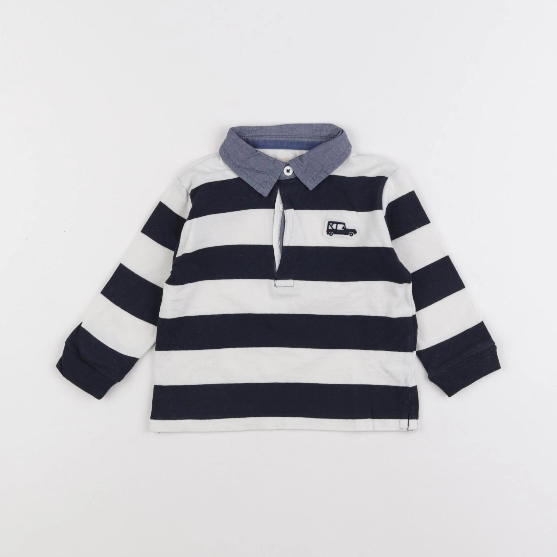 Boutchou - polo bleu, blanc - 12 mois