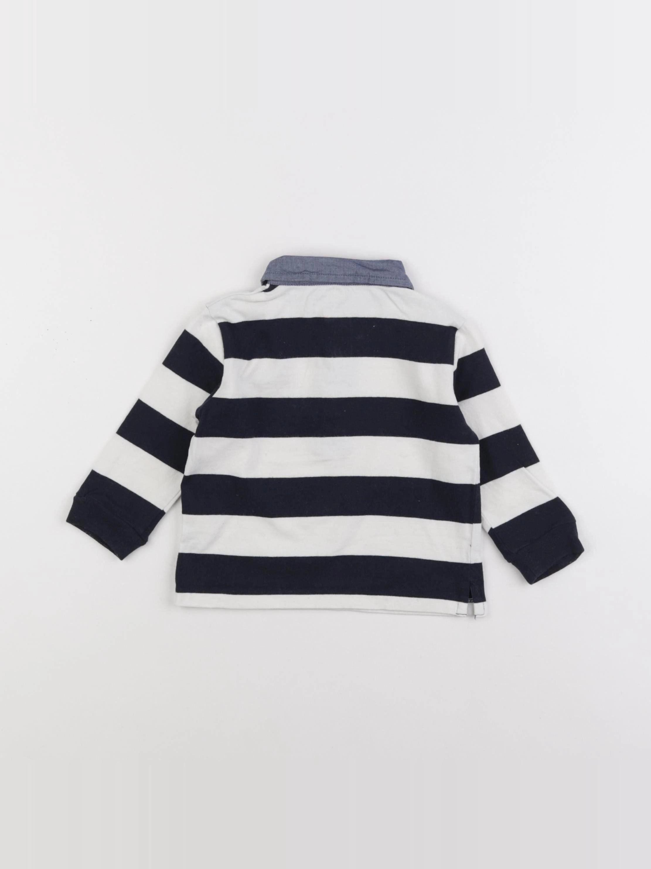 Boutchou - polo bleu, blanc - 12 mois
