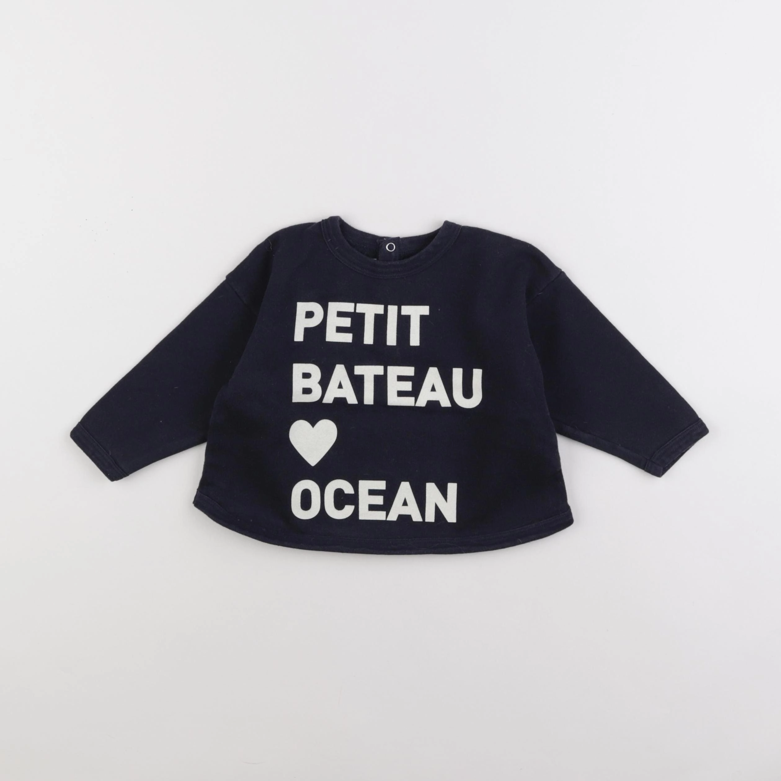 Petit Bateau - sweat bleu - 18 mois