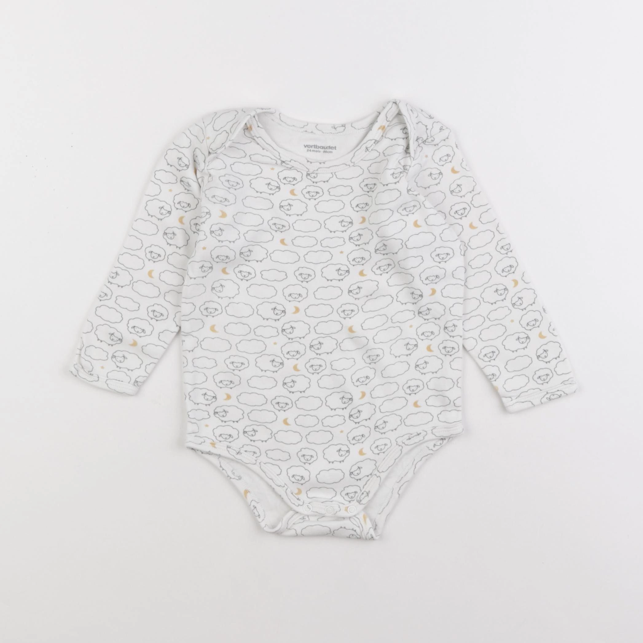 Vertbaudet - body blanc, noir - 24 mois
