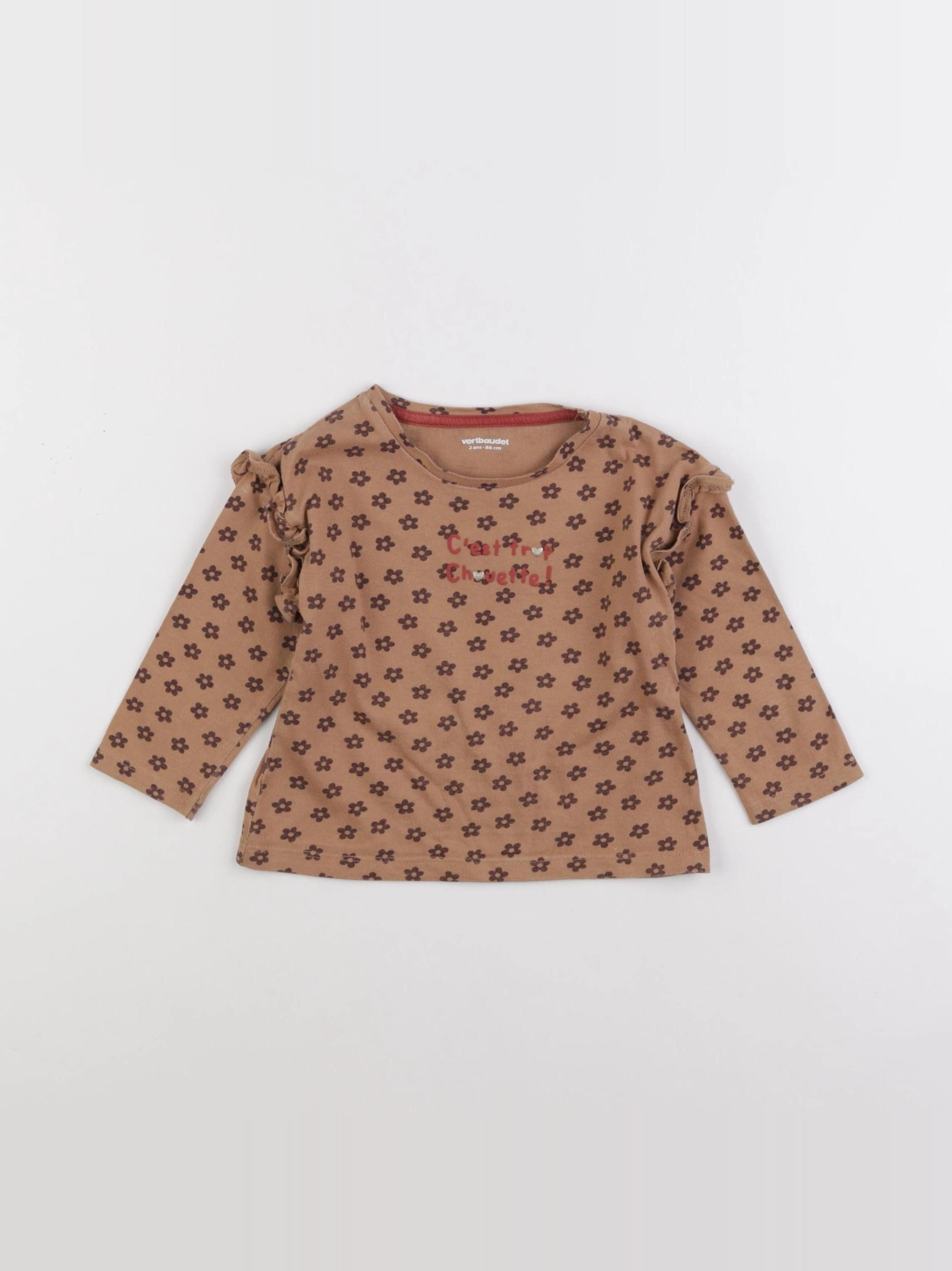 Vertbaudet - tee-shirt marron - 2 ans