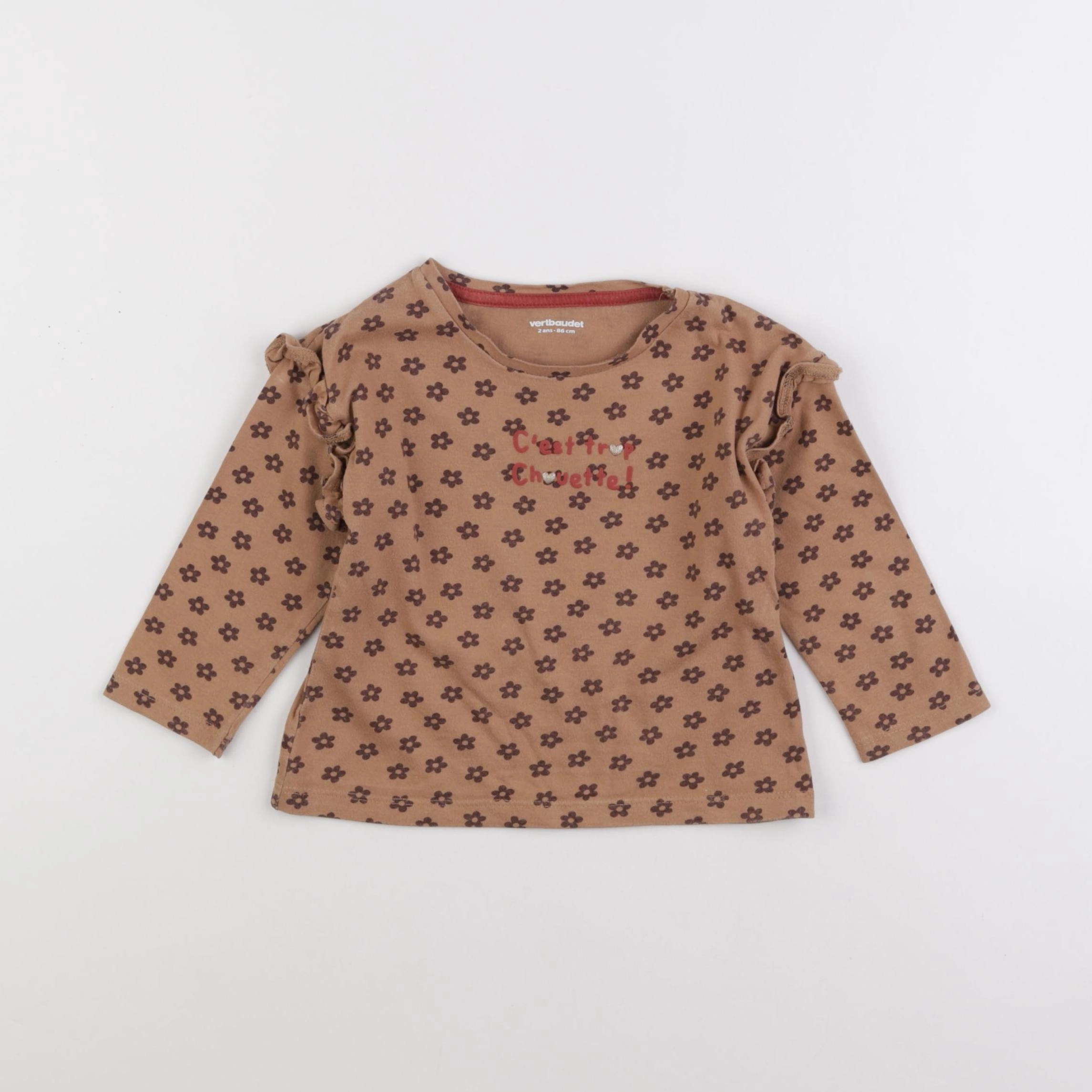 Vertbaudet - tee-shirt marron - 2 ans