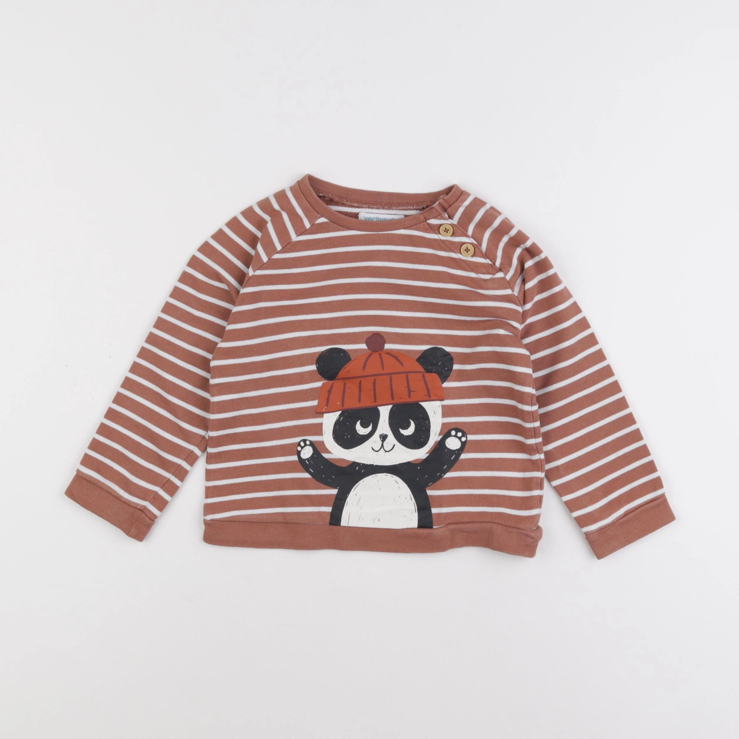 Vertbaudet - sweat marron - 36 mois
