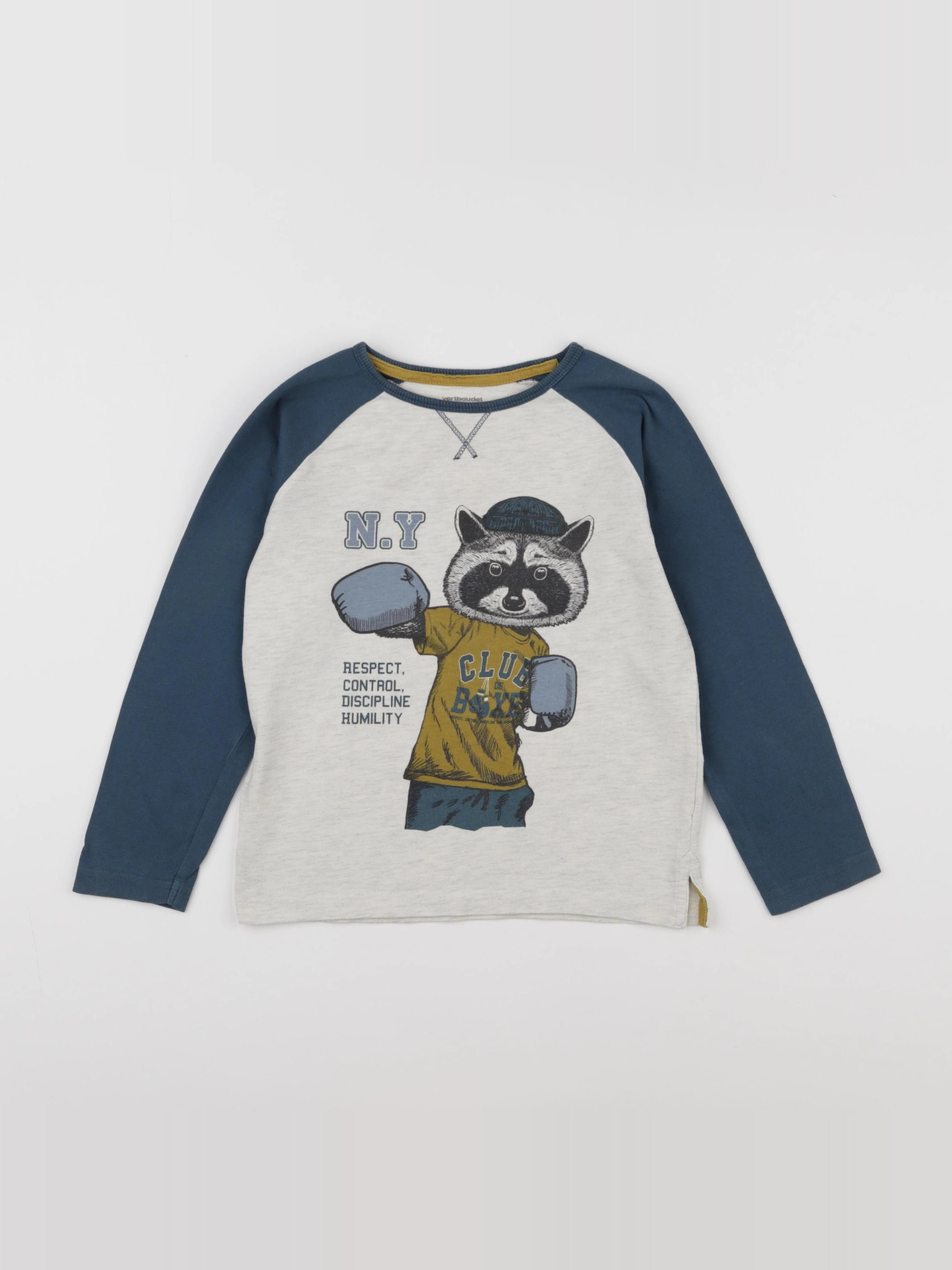 Vertbaudet - tee-shirt bleu, gris - 6 ans