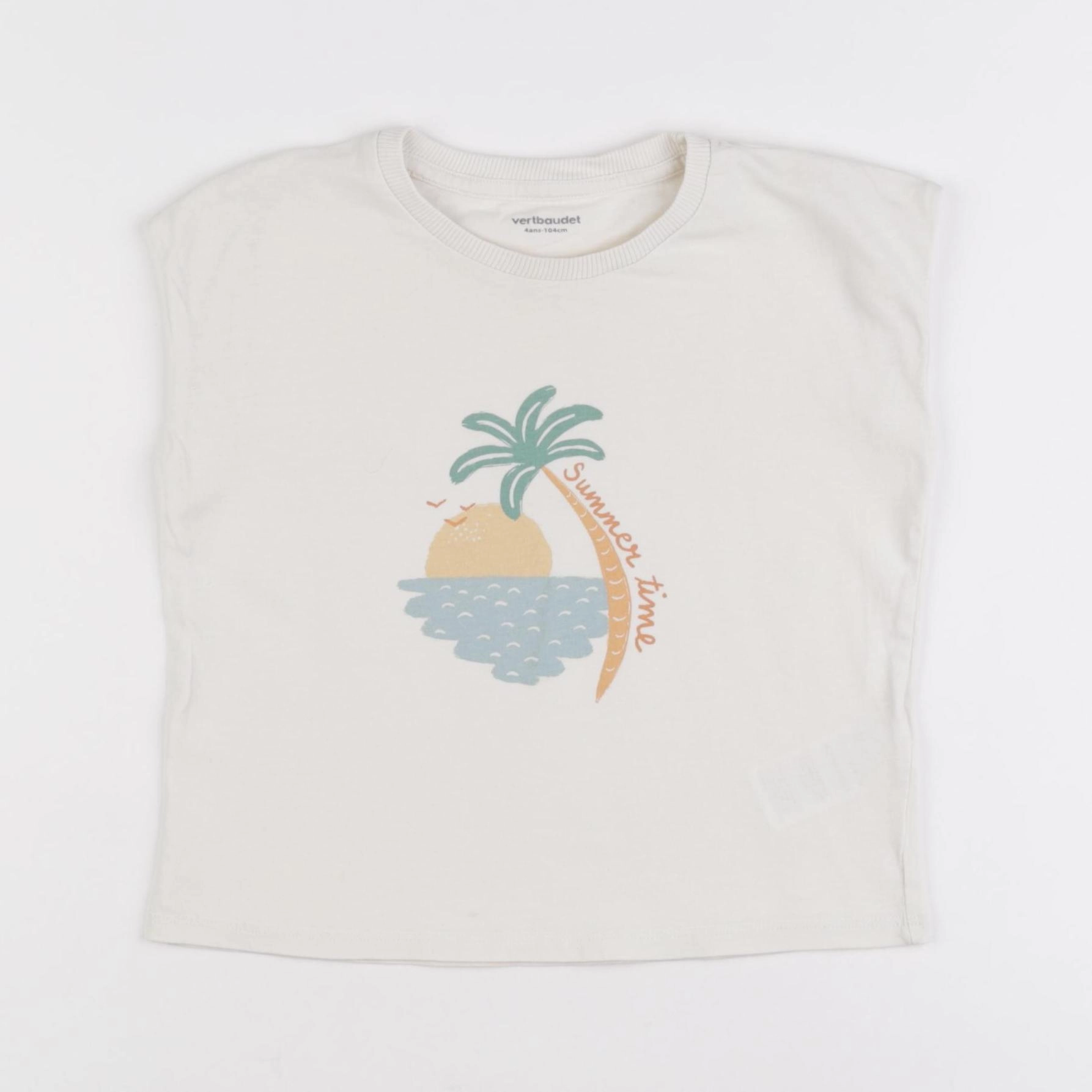 Vertbaudet - tee-shirt beige - 4 ans