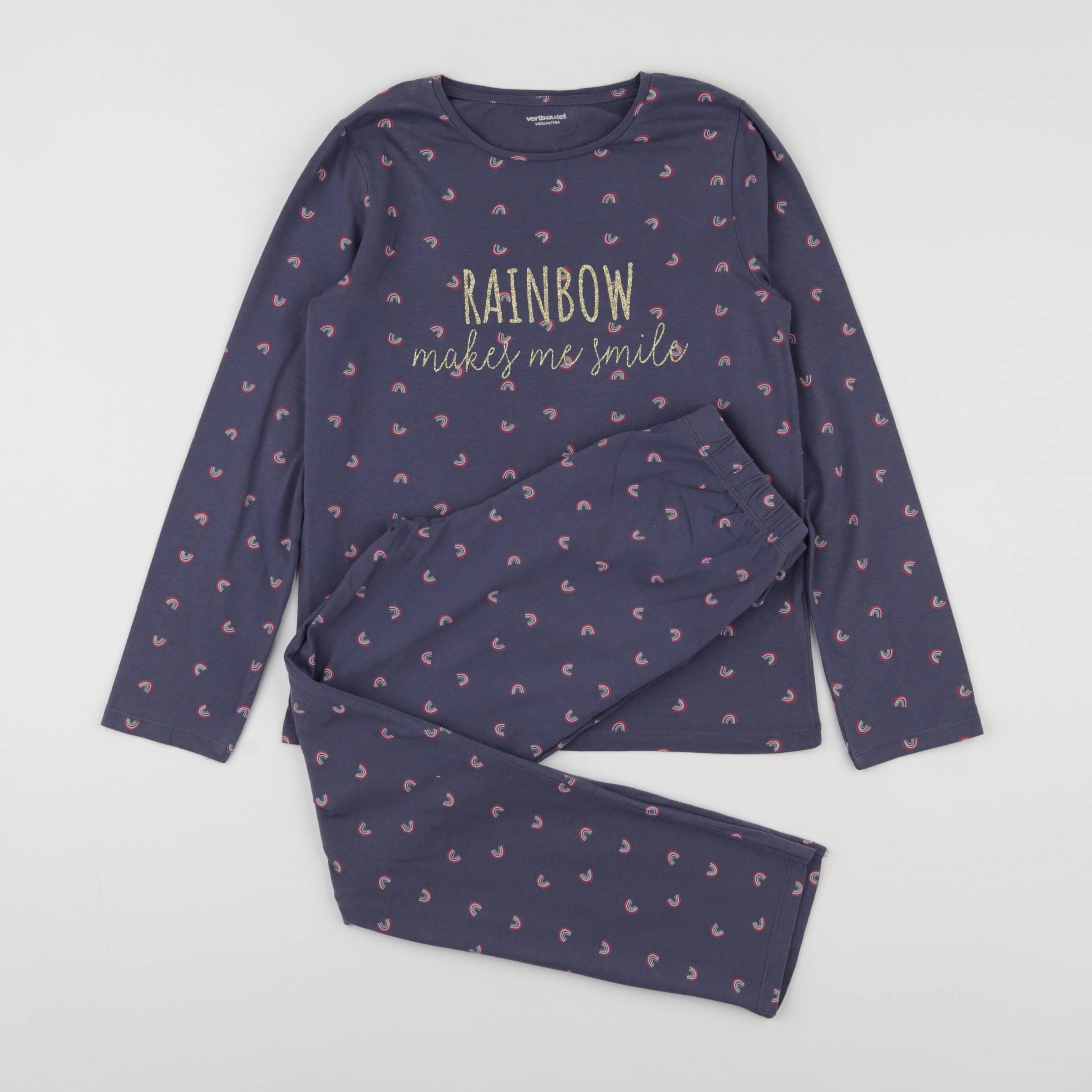 Vertbaudet - pyjama coton bleu, or - 10 ans