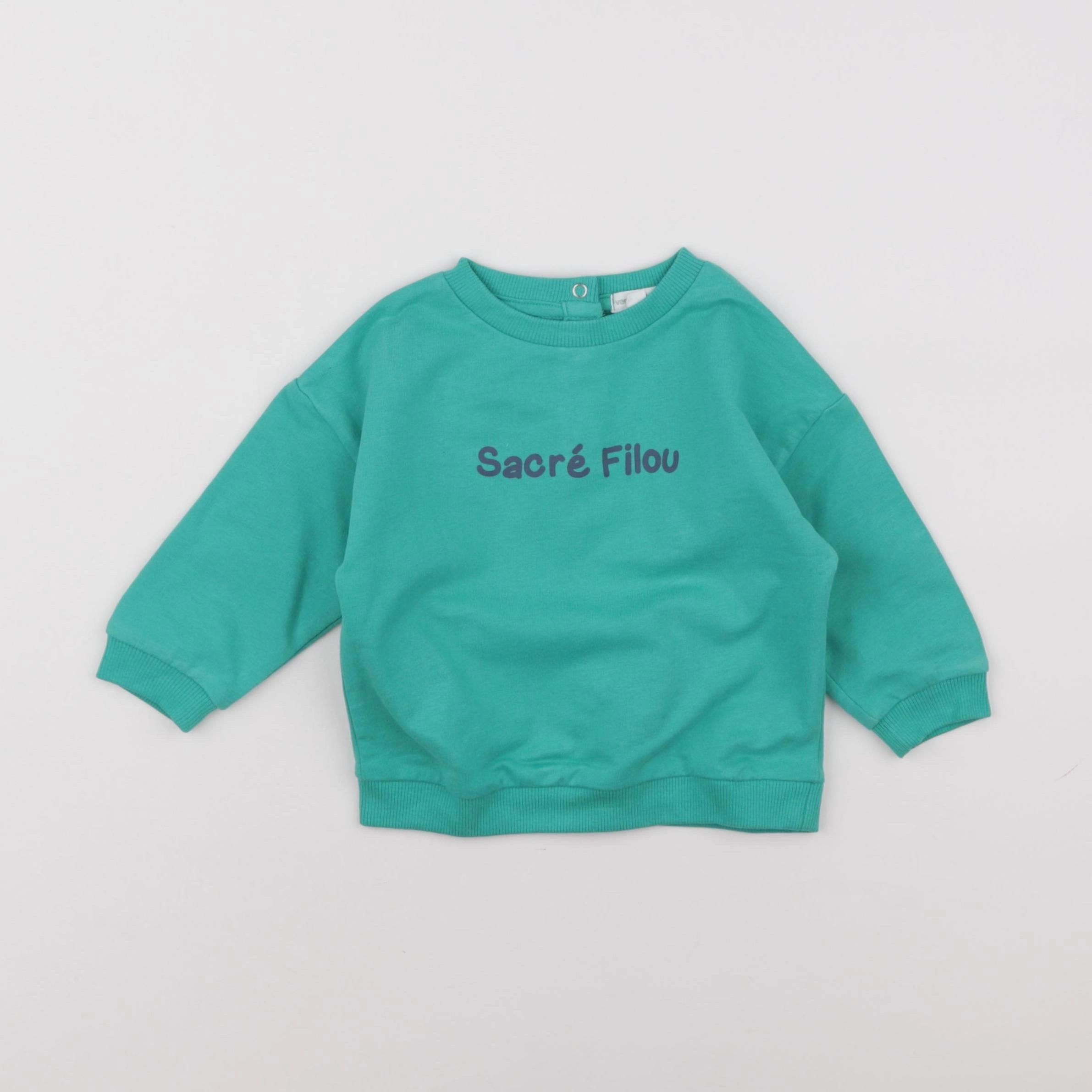 Vertbaudet - sweat vert - 12 mois