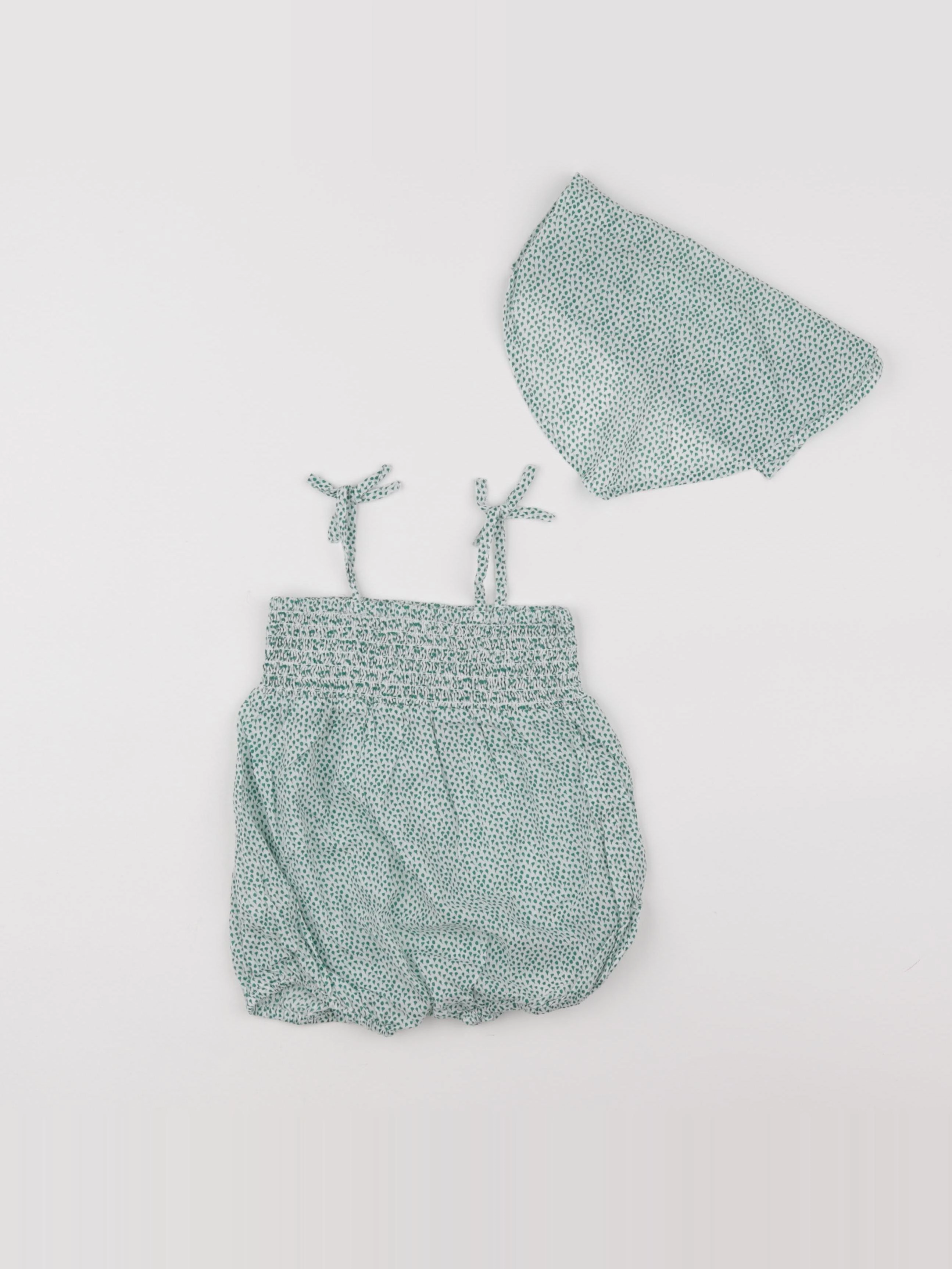 Boutchou - ensemble combinaison courte vert - 6 mois
