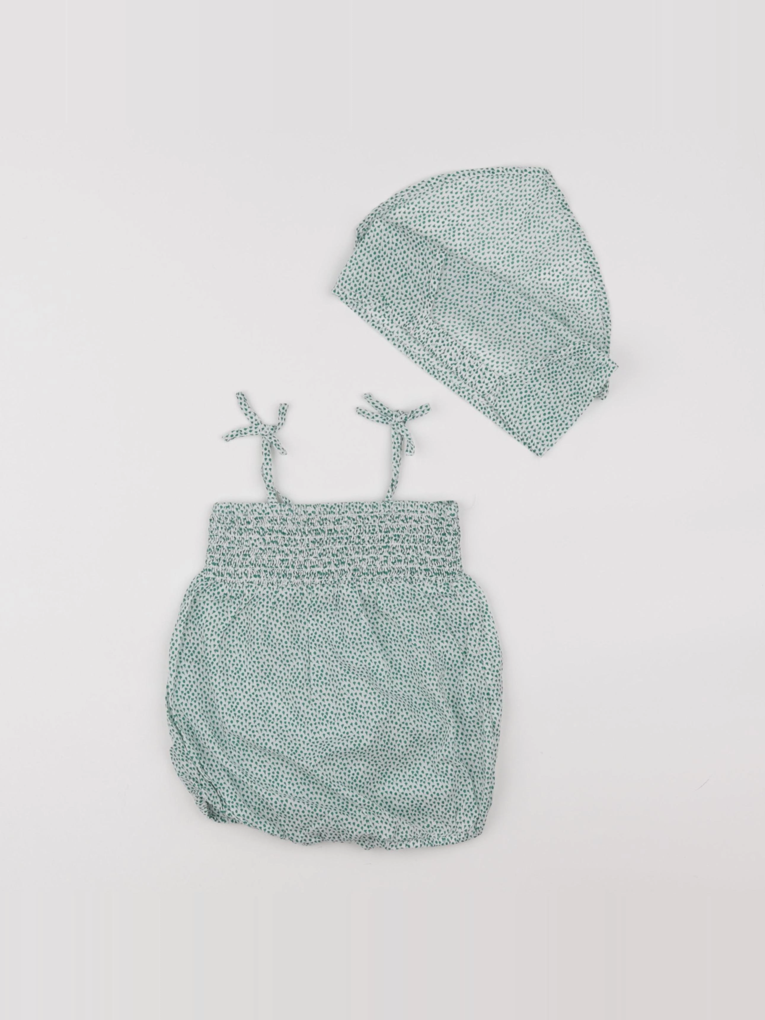 Boutchou - ensemble combinaison courte vert - 6 mois
