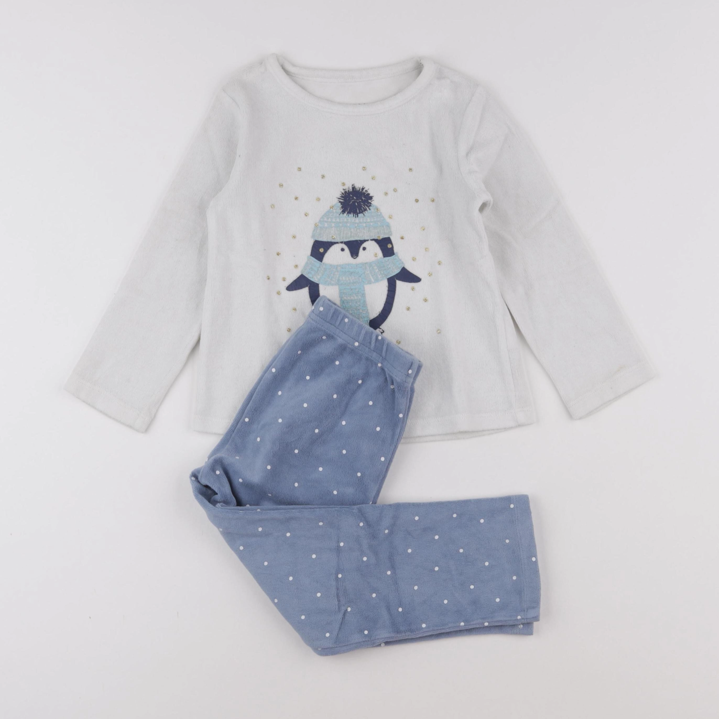 Vertbaudet - pyjama velours bleu - 4 ans