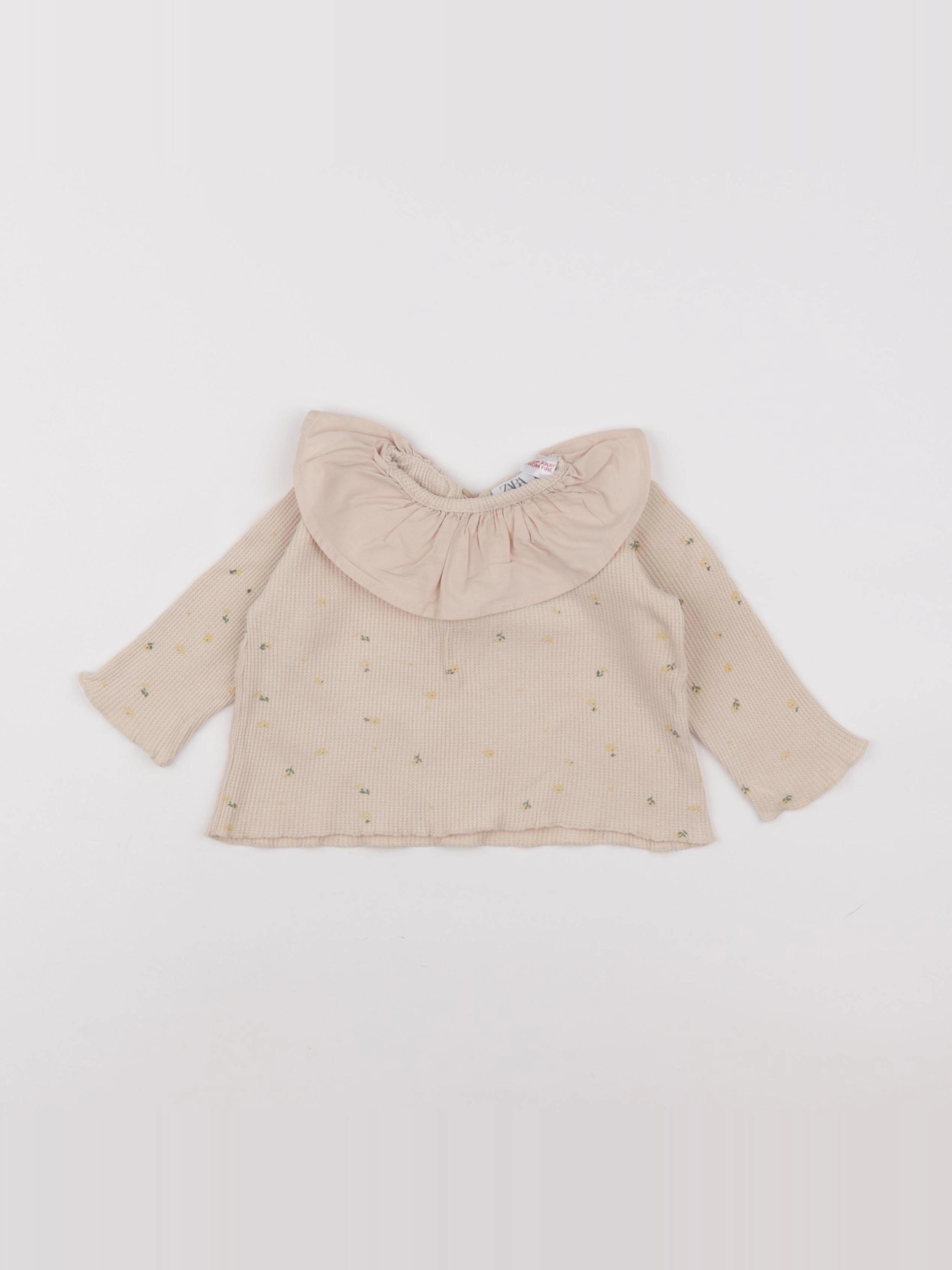 Zara - tee-shirt beige - 6/9 mois