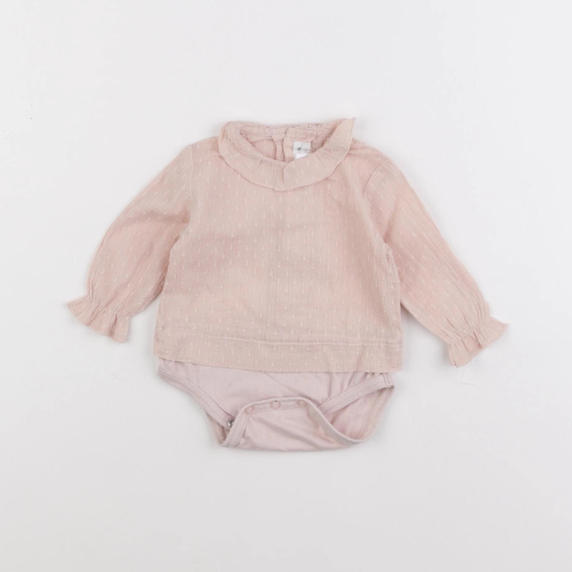 Zara - body blouse rose - 0/1 mois