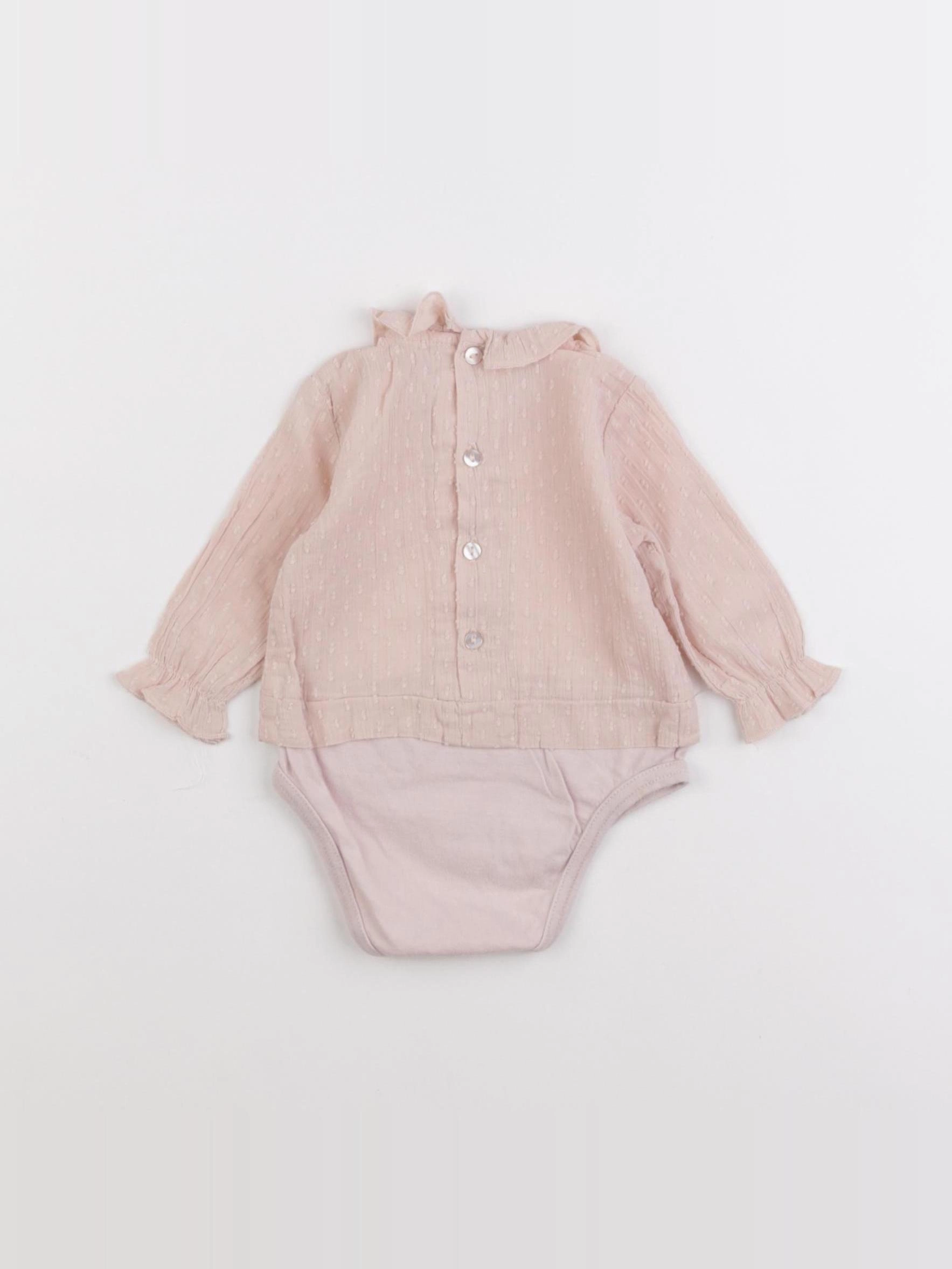 Zara - body blouse rose - 0/1 mois