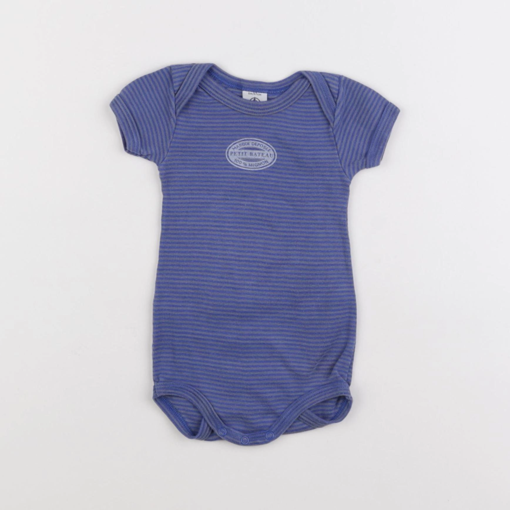 Petit Bateau - body bleu - 6 mois