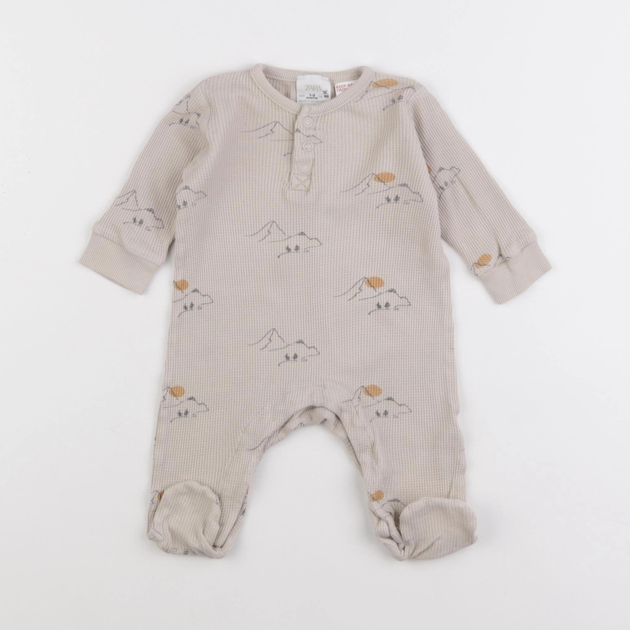 Zara - pyjama coton beige - 1/3 mois