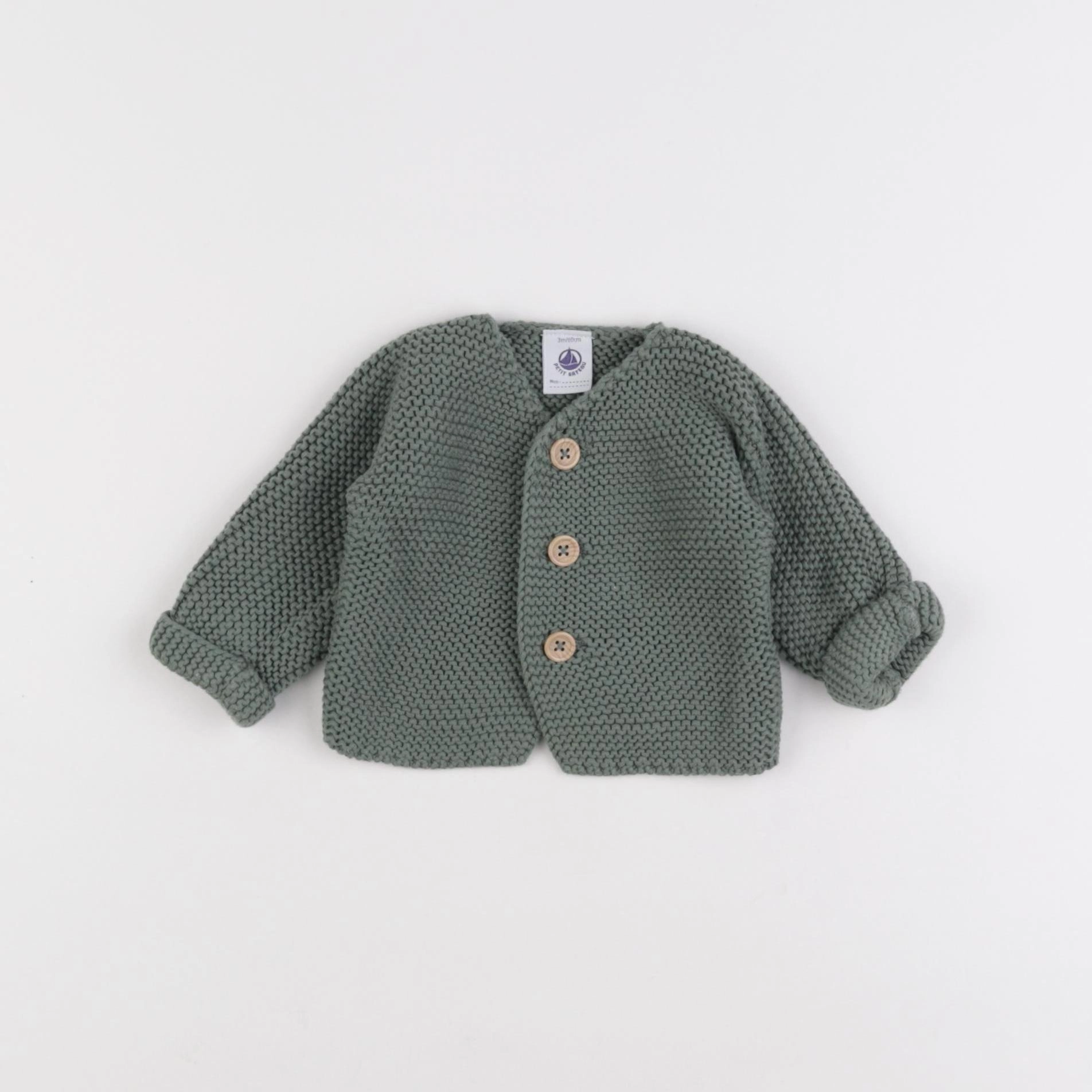 Petit Bateau - gilet vert - 3 mois