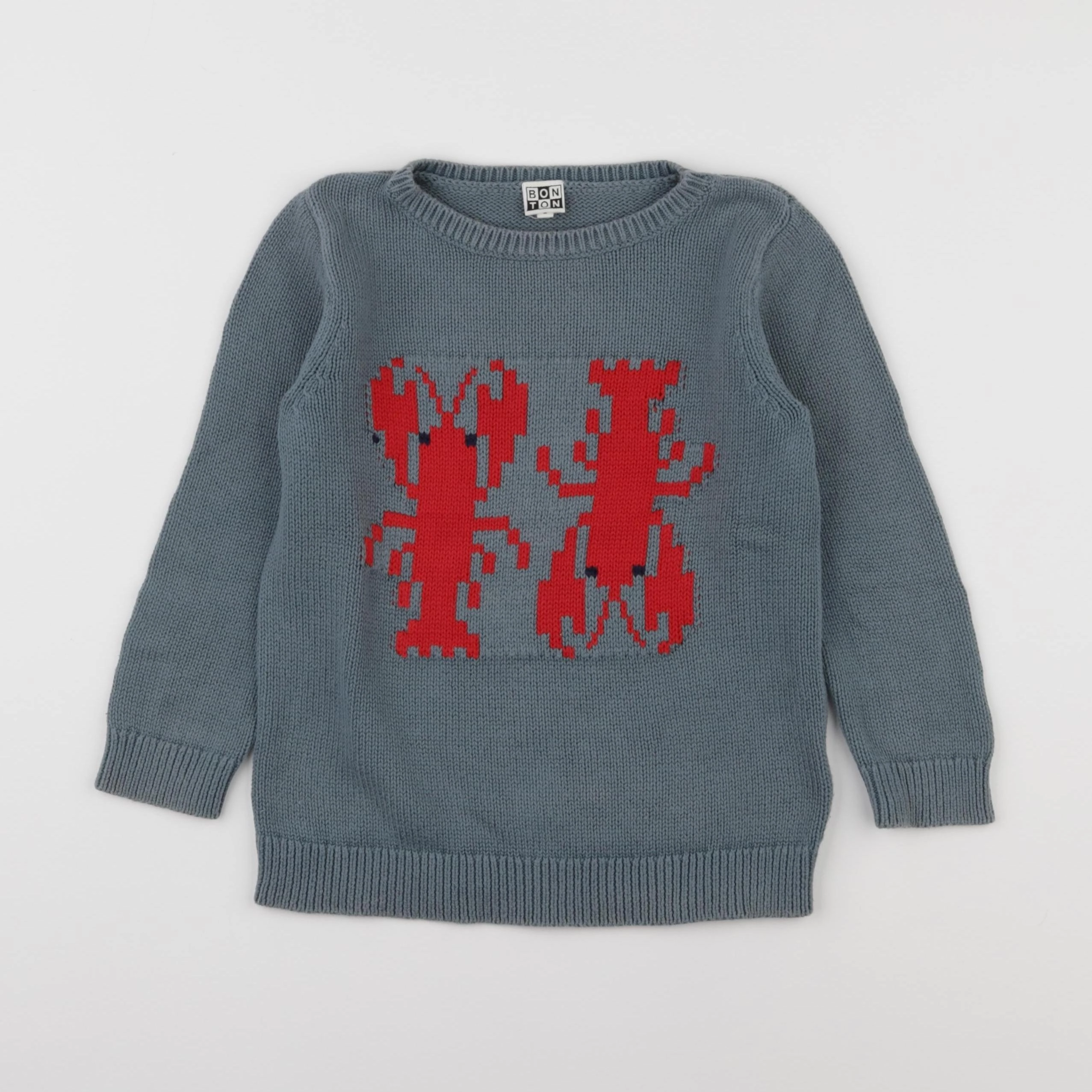 Bonton - pull bleu - 6 ans