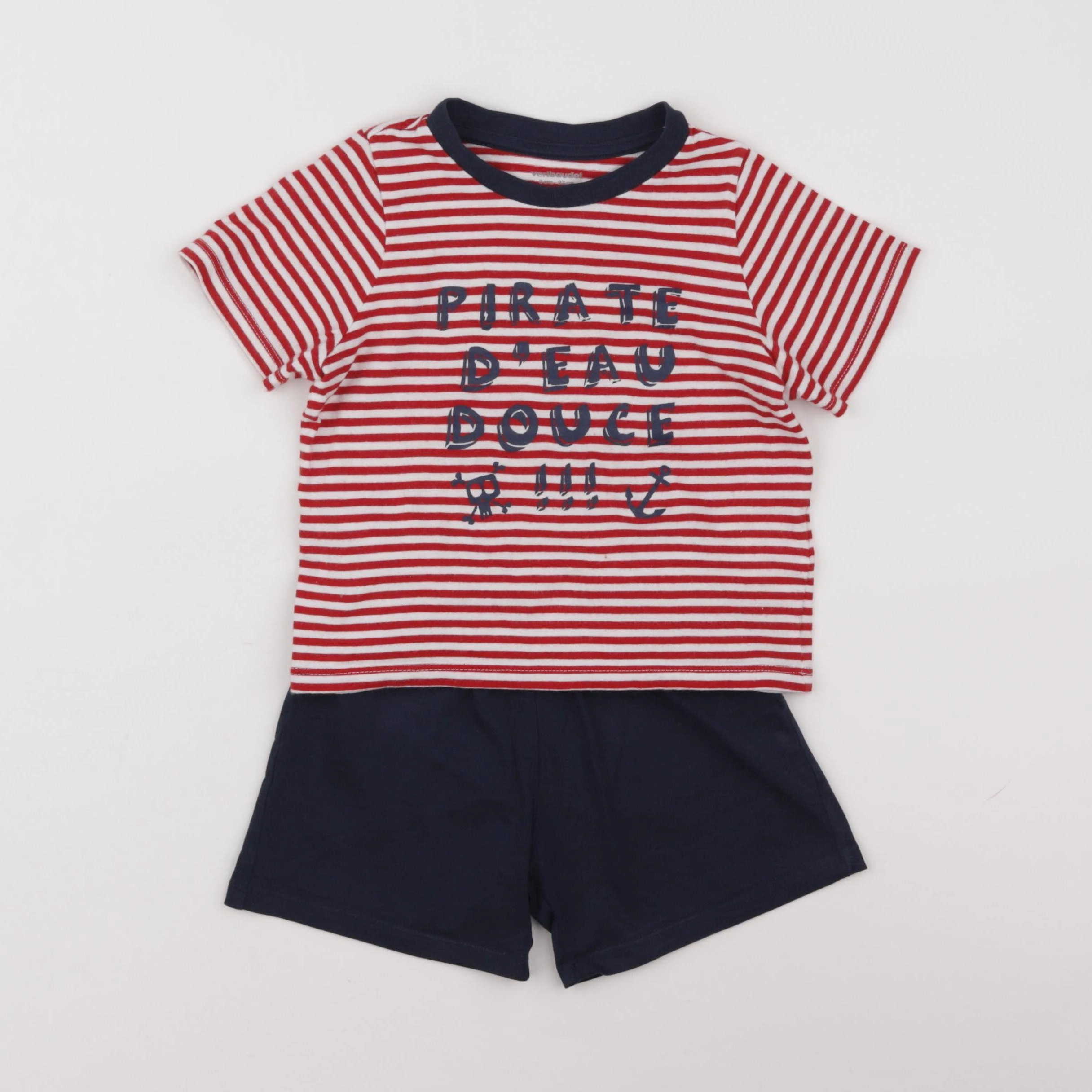 Vertbaudet - pyjama coton bleu, rouge - 3 ans