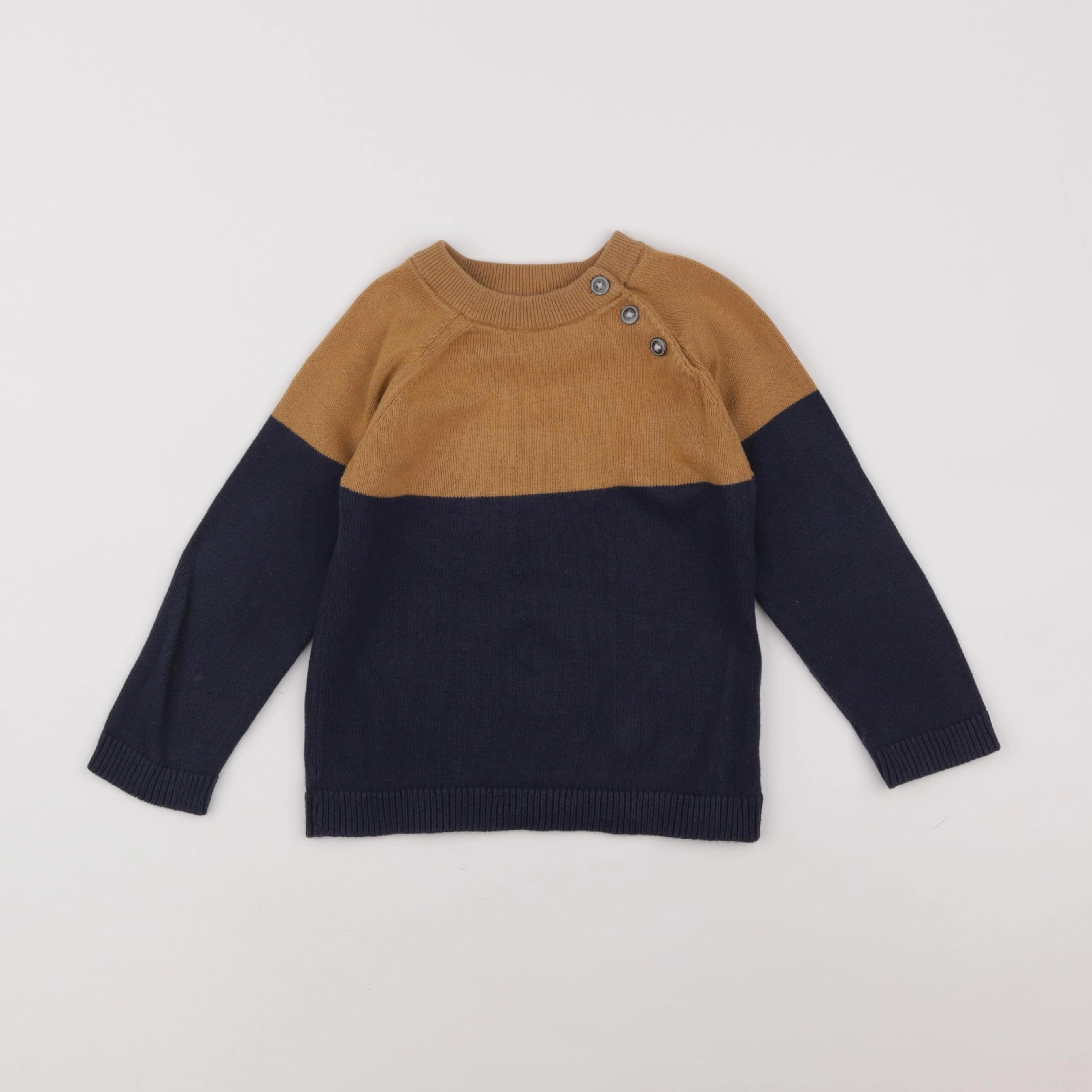 Vertbaudet - pull bleu, marron - 36 mois
