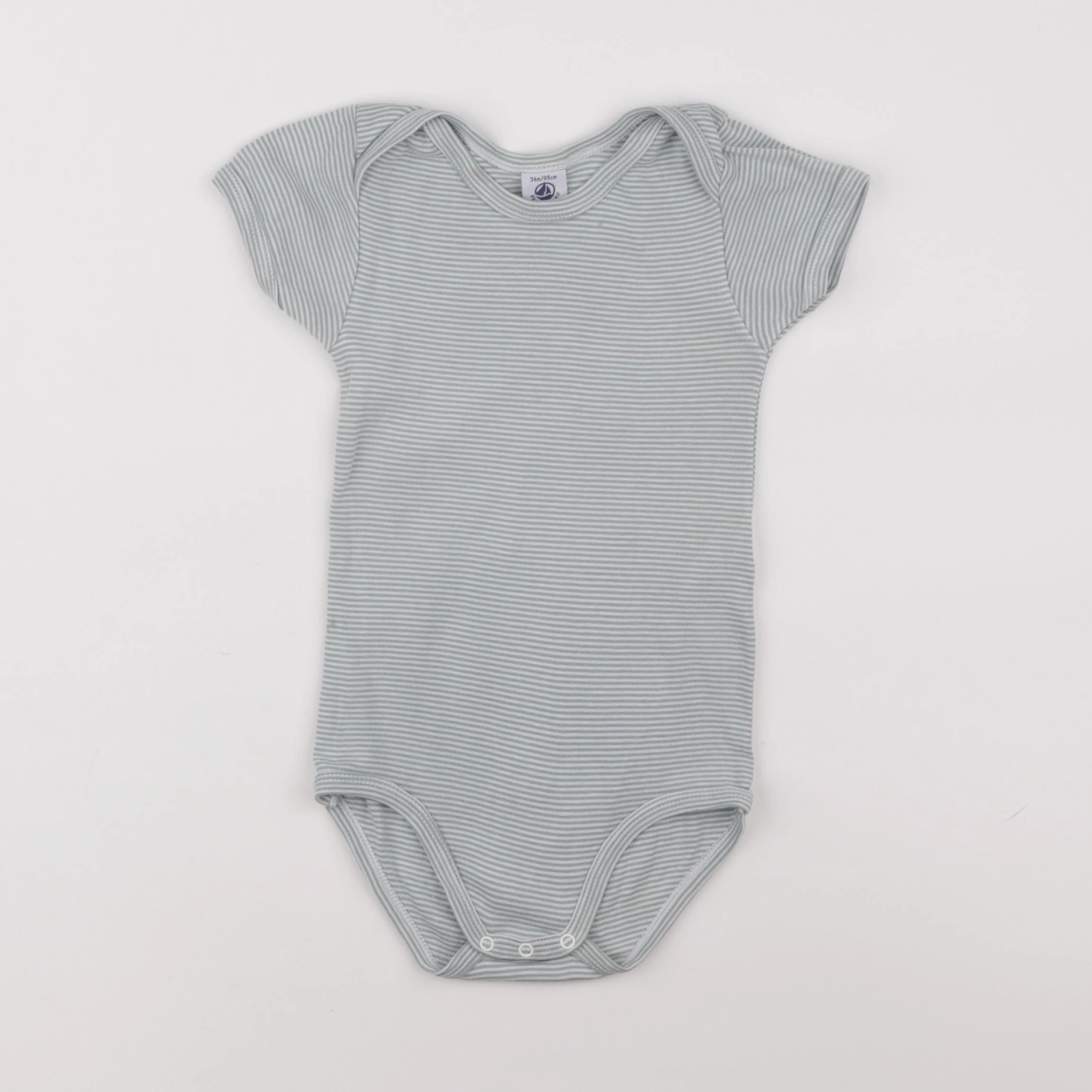 Petit Bateau - body blanc, vert - 36 mois