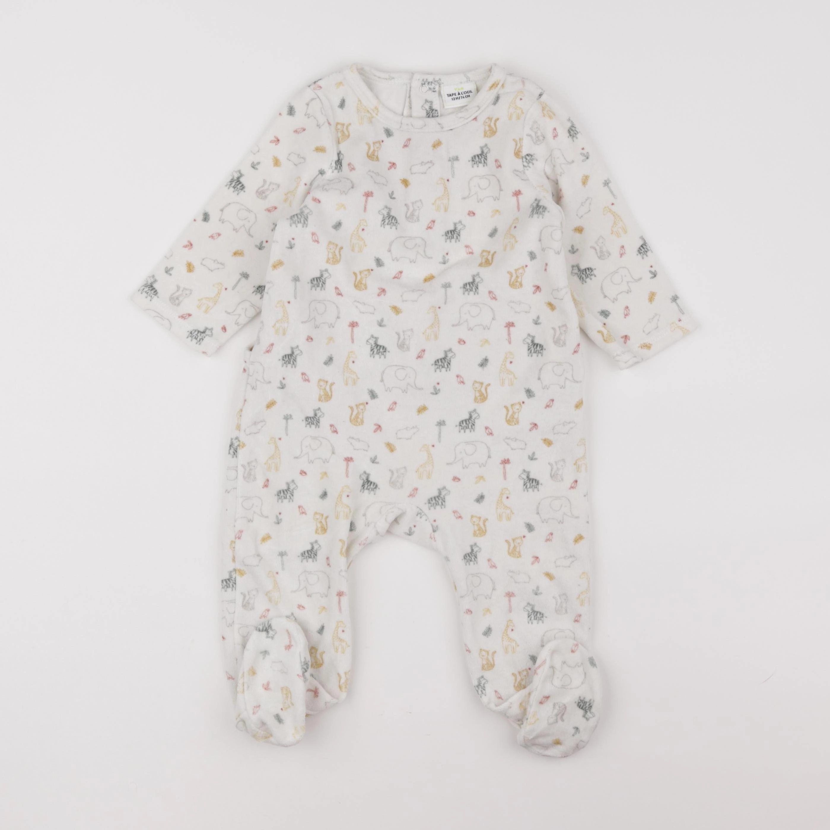 Tape à l'oeil - pyjama velours blanc - 12 mois