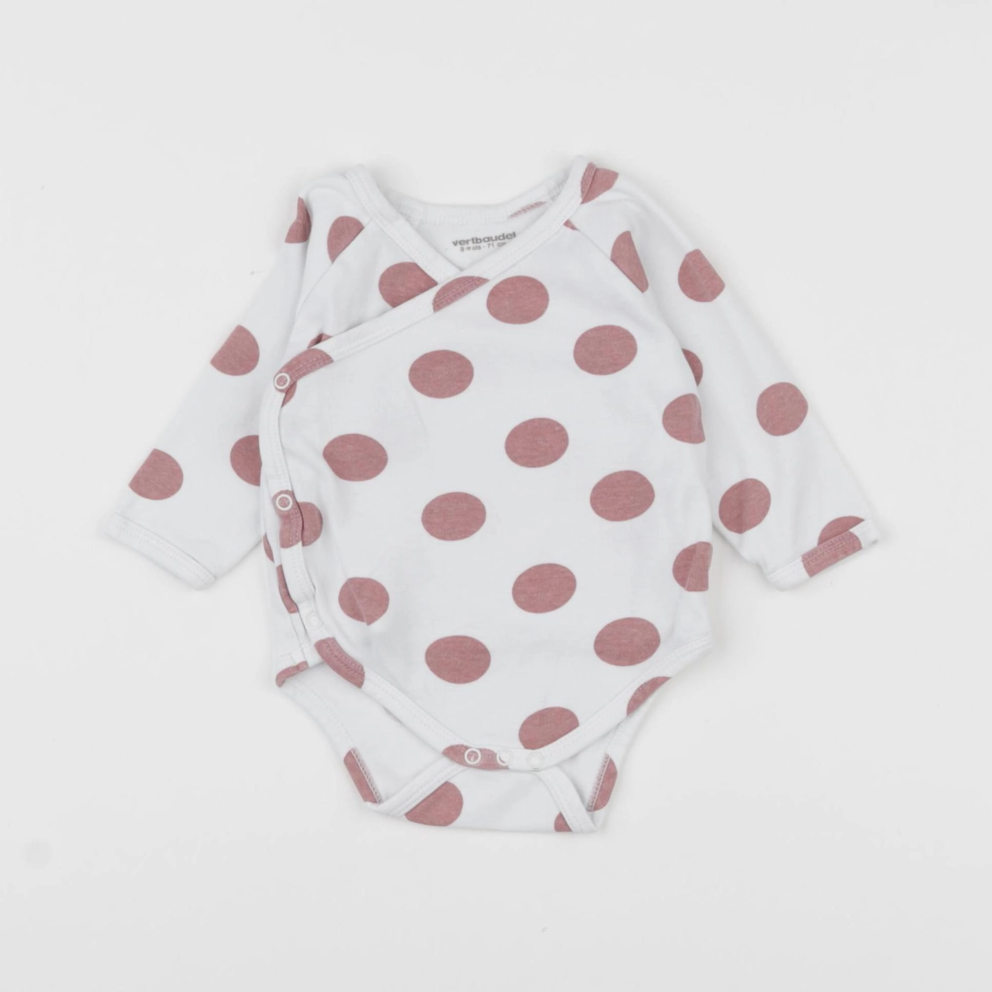 Vertbaudet - body rose, blanc - 9 mois