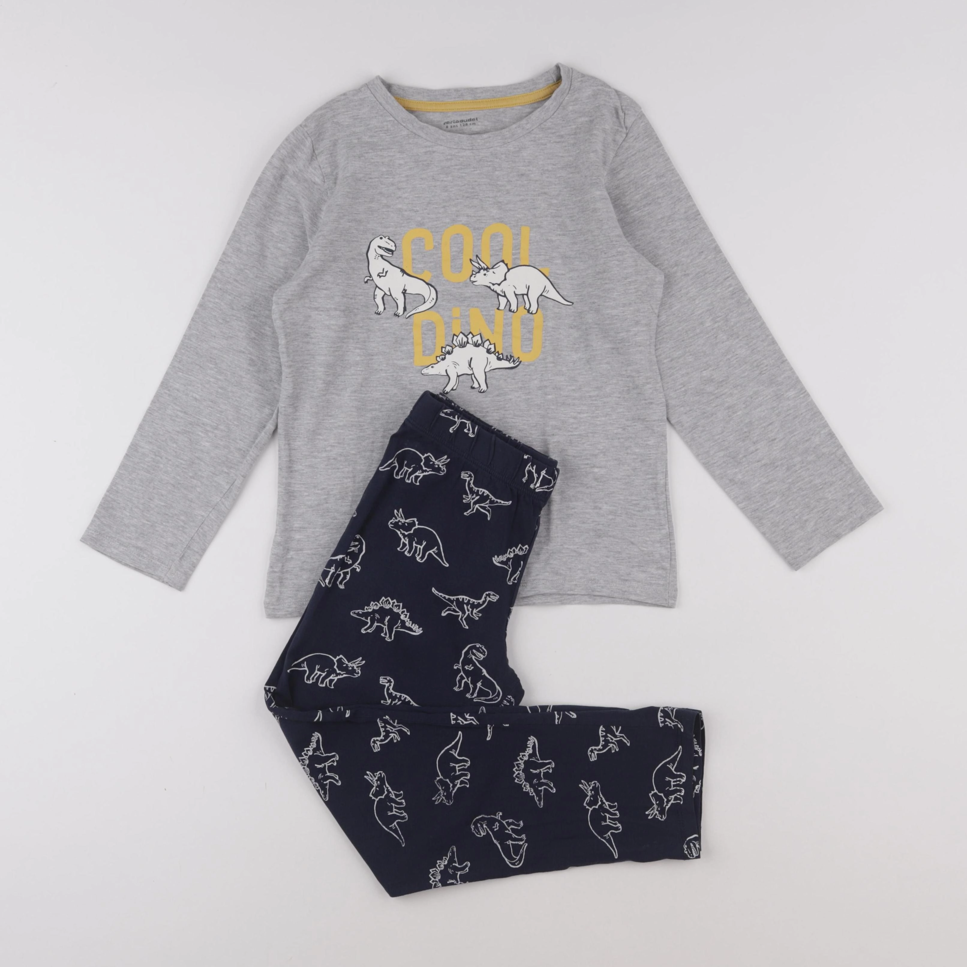 Vertbaudet - pyjama coton bleu, gris - 8 ans