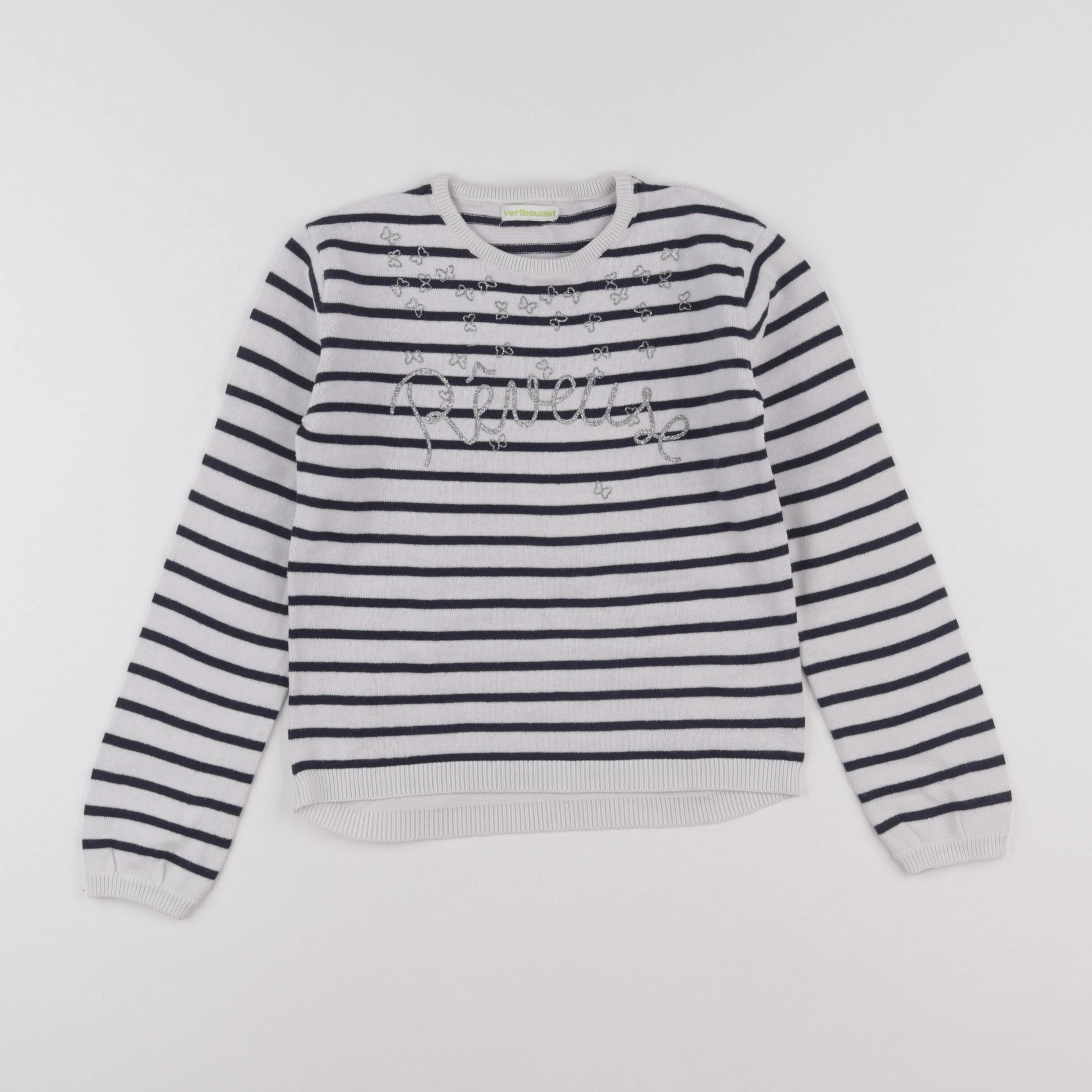 Vertbaudet - pull beige, bleu - 8 ans