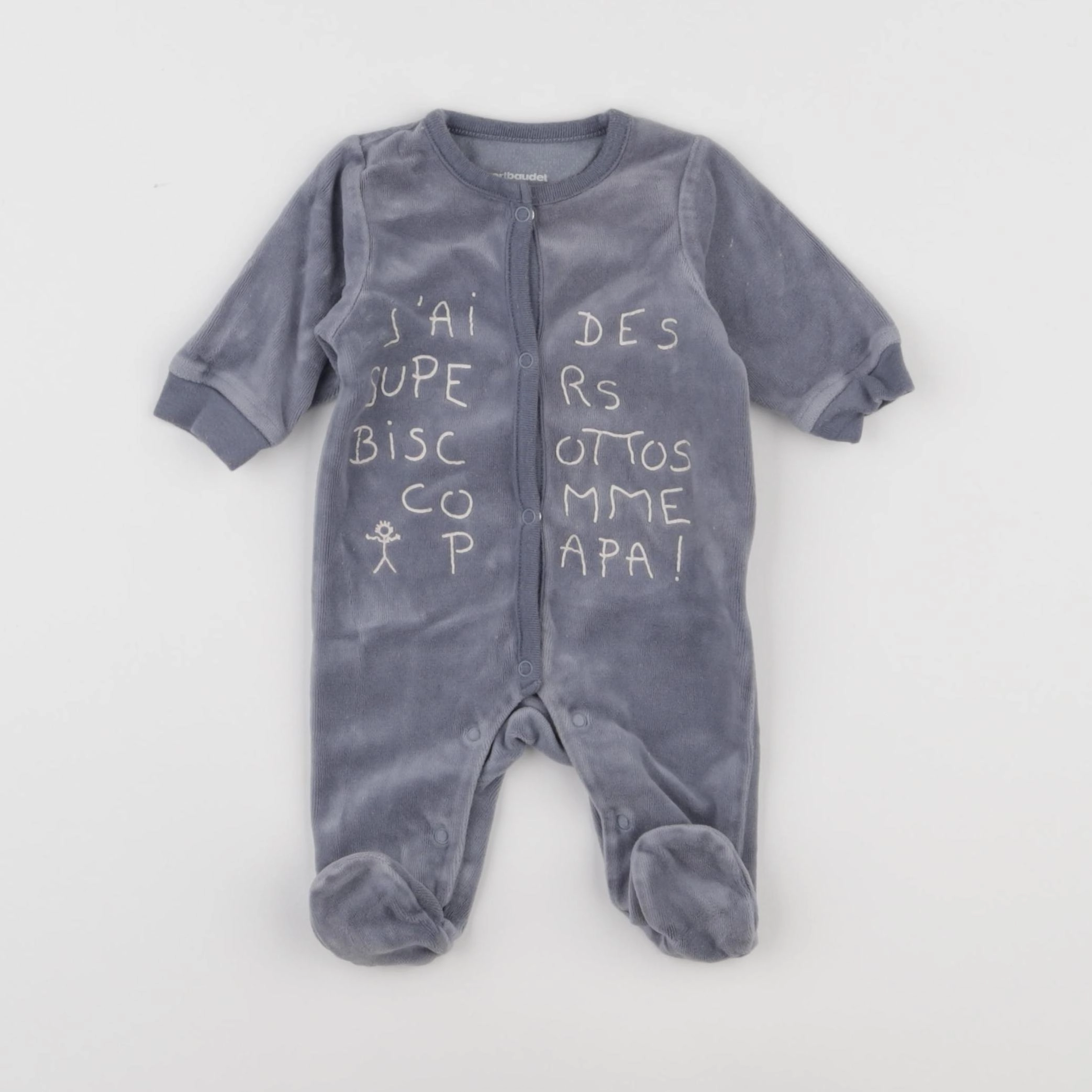Vertbaudet - pyjama velours bleu - 1 mois