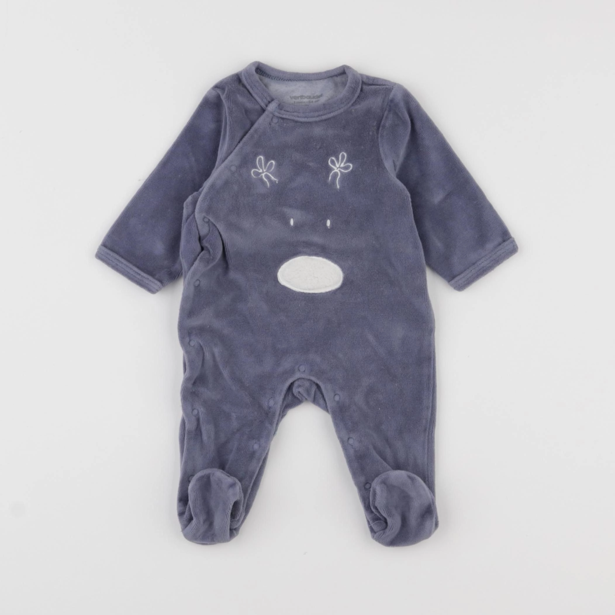 Vertbaudet - pyjama velours bleu - 1 mois