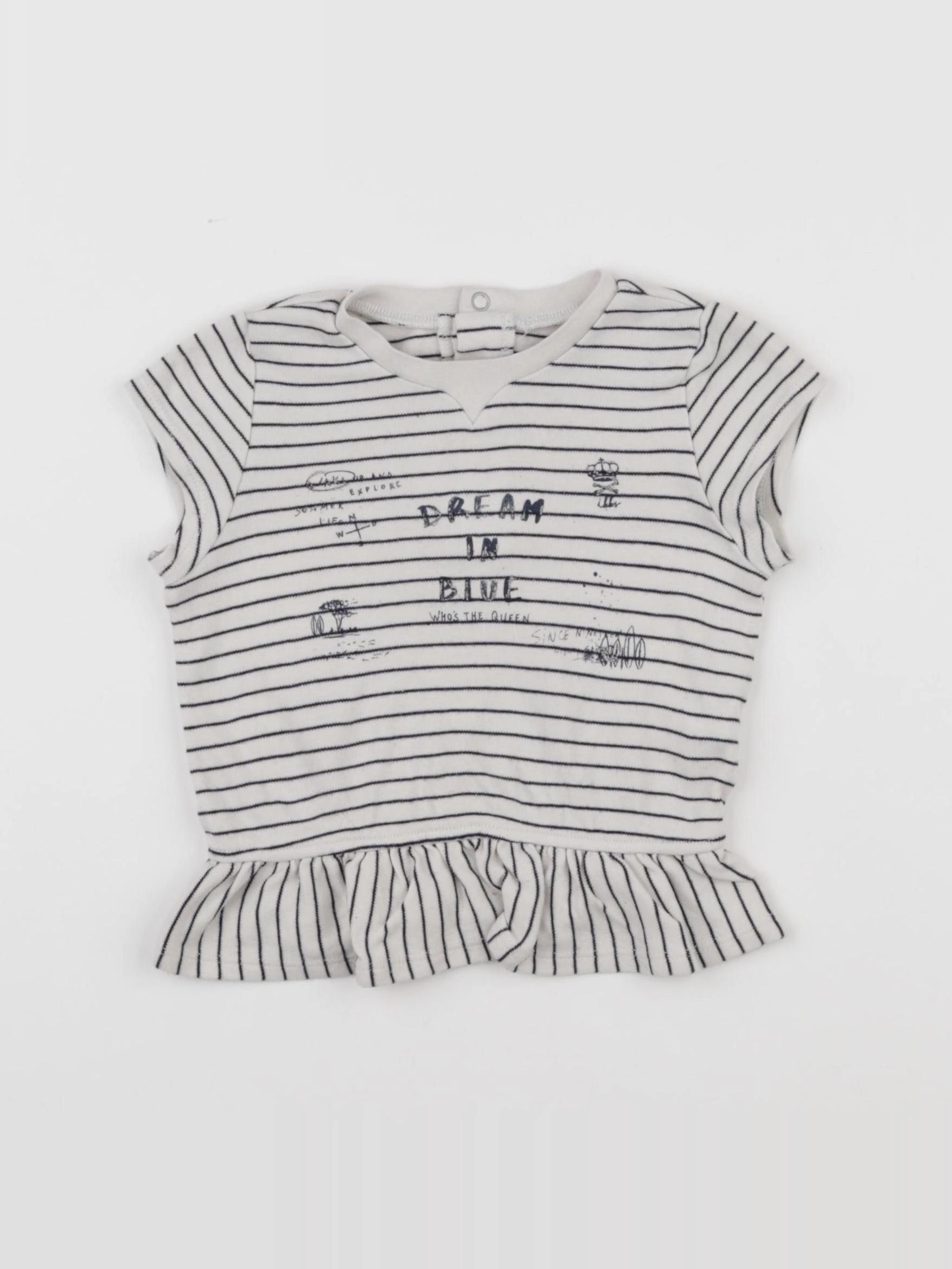 IKKS - tee-shirt blanc, bleu - 18 mois