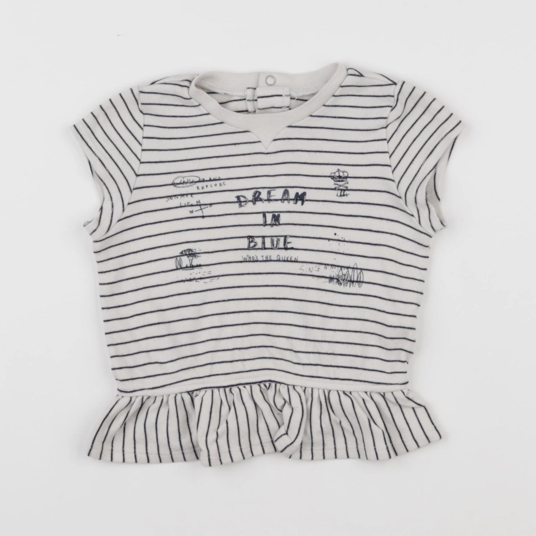 IKKS - tee-shirt blanc, bleu - 18 mois